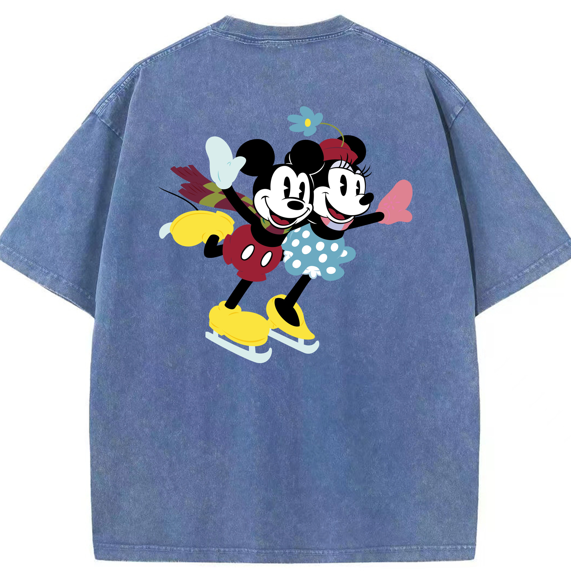（画像用） ミッキーマウス Mickey Mouse 綿100% ヴィンテージ風 半袖Tシャツ（背面プリント）