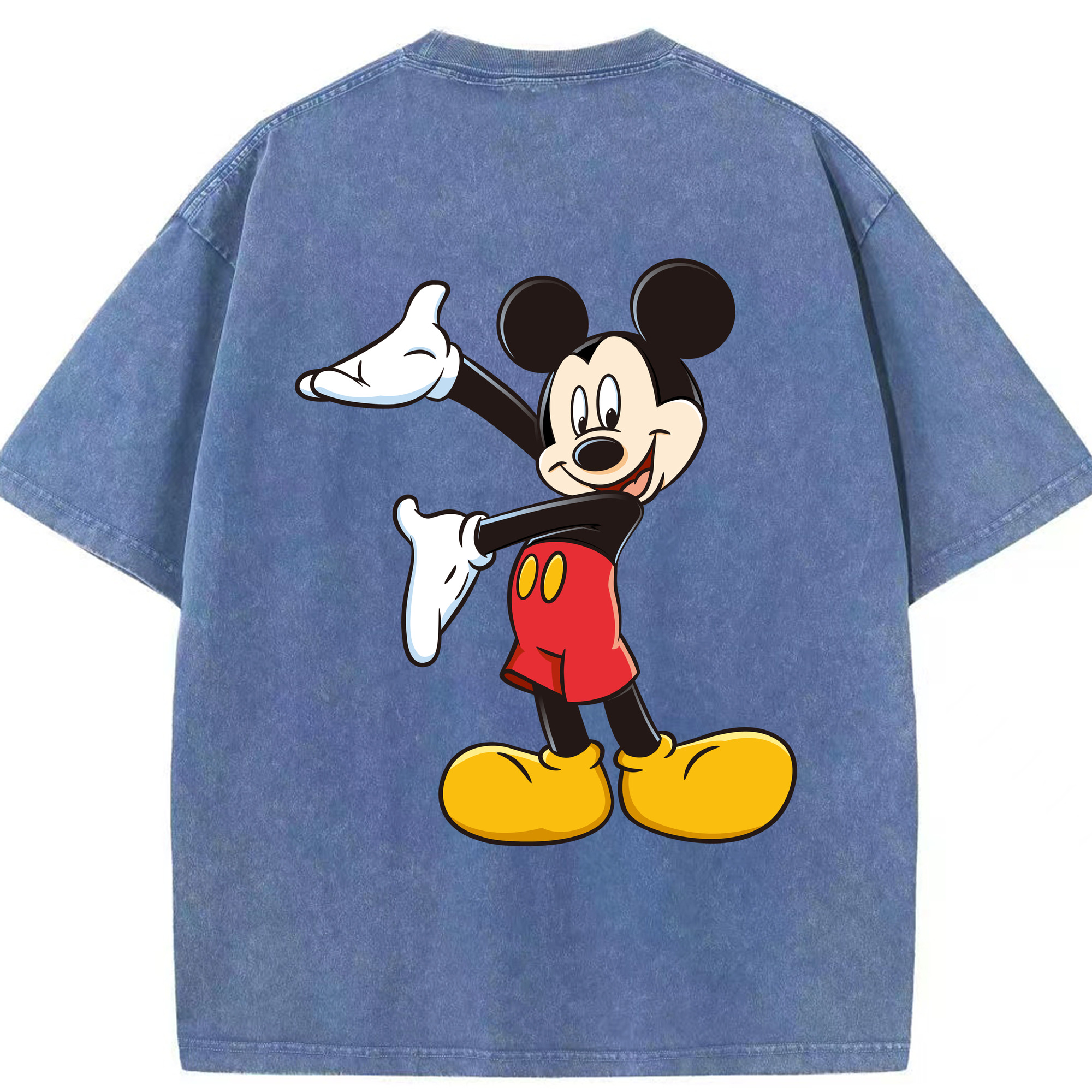 （画像用） ミッキーマウス Mickey Mouse 綿100% ヴィンテージ風 半袖Tシャツ（背面プリント）