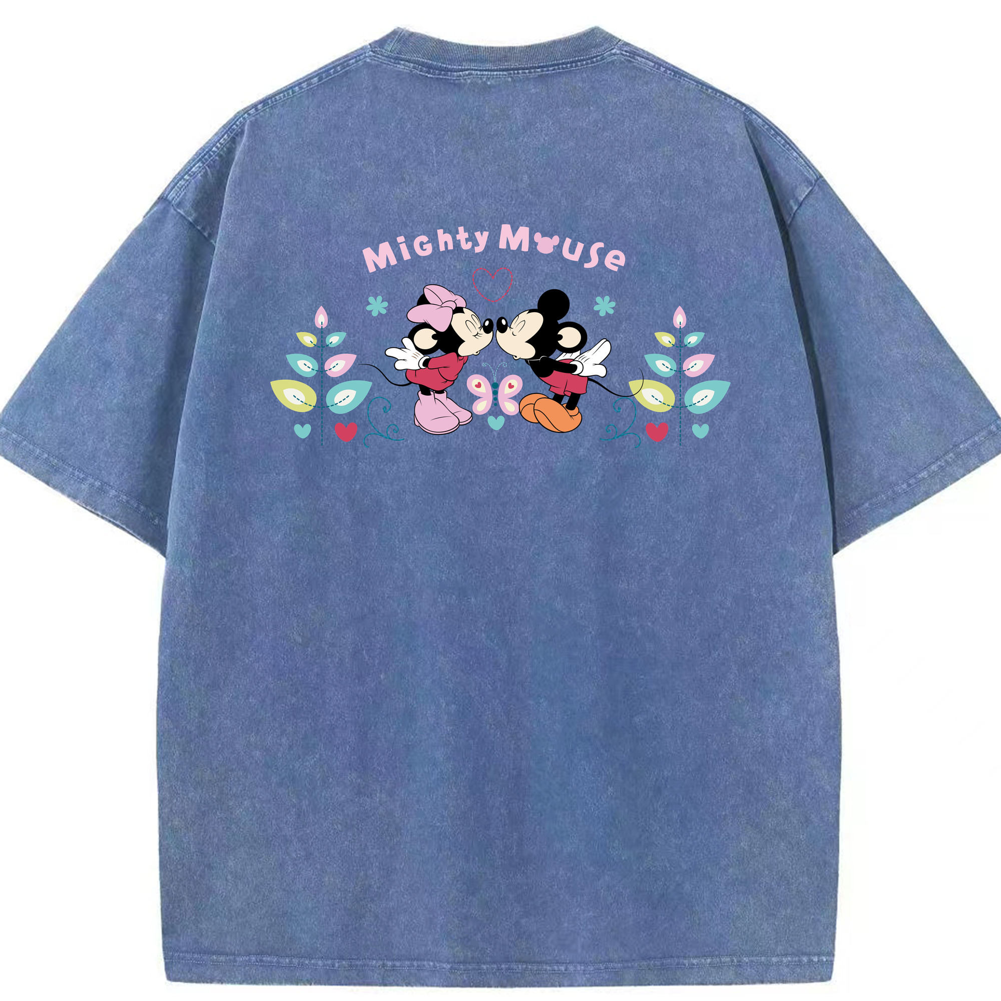 （画像用） ミッキーマウス Mickey Mouse 綿100% ヴィンテージ風 半袖Tシャツ（背面プリント）