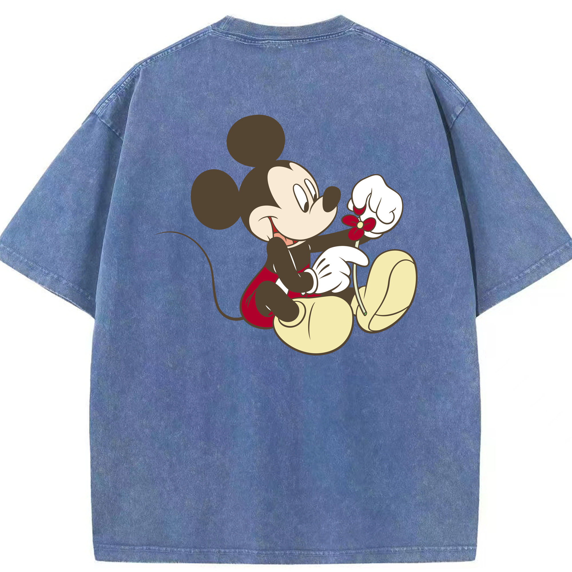（画像用） ミッキーマウス Mickey Mouse 綿100% ヴィンテージ風 半袖Tシャツ（背面プリント）
