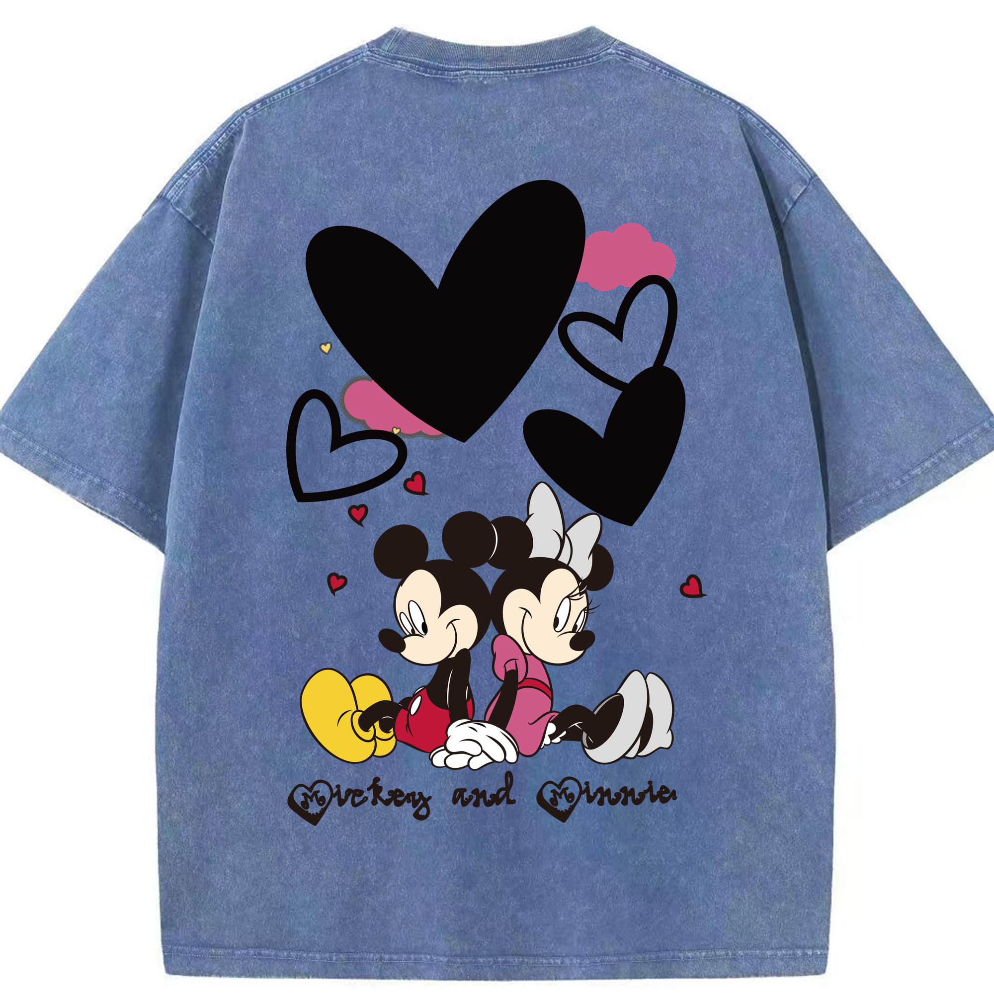 （画像用） ミッキーマウス Mickey Mouse 綿100% ヴィンテージ風 半袖Tシャツ（背面プリント）