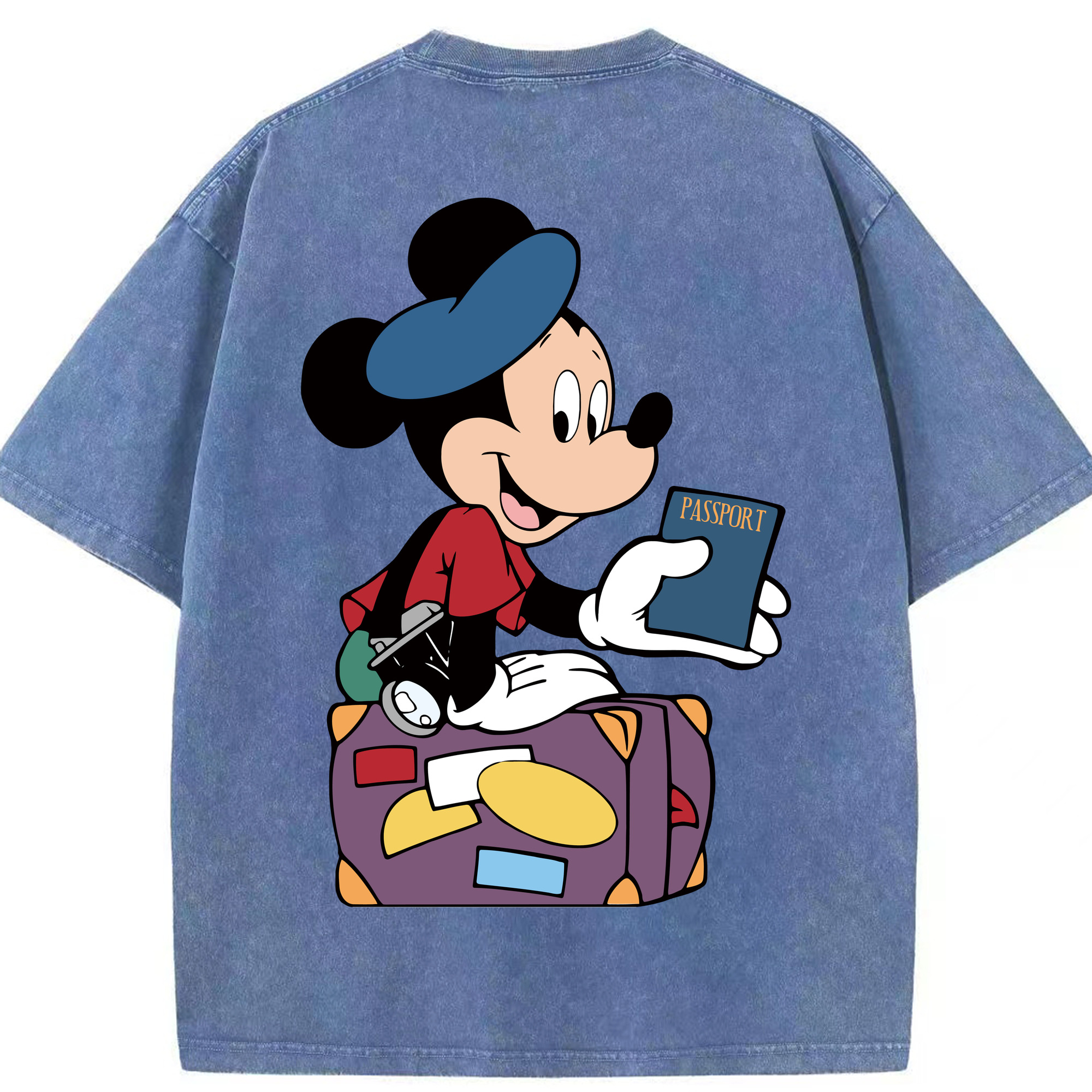 （画像用） ミッキーマウス Mickey Mouse 綿100% ヴィンテージ風 半袖Tシャツ（背面プリント）