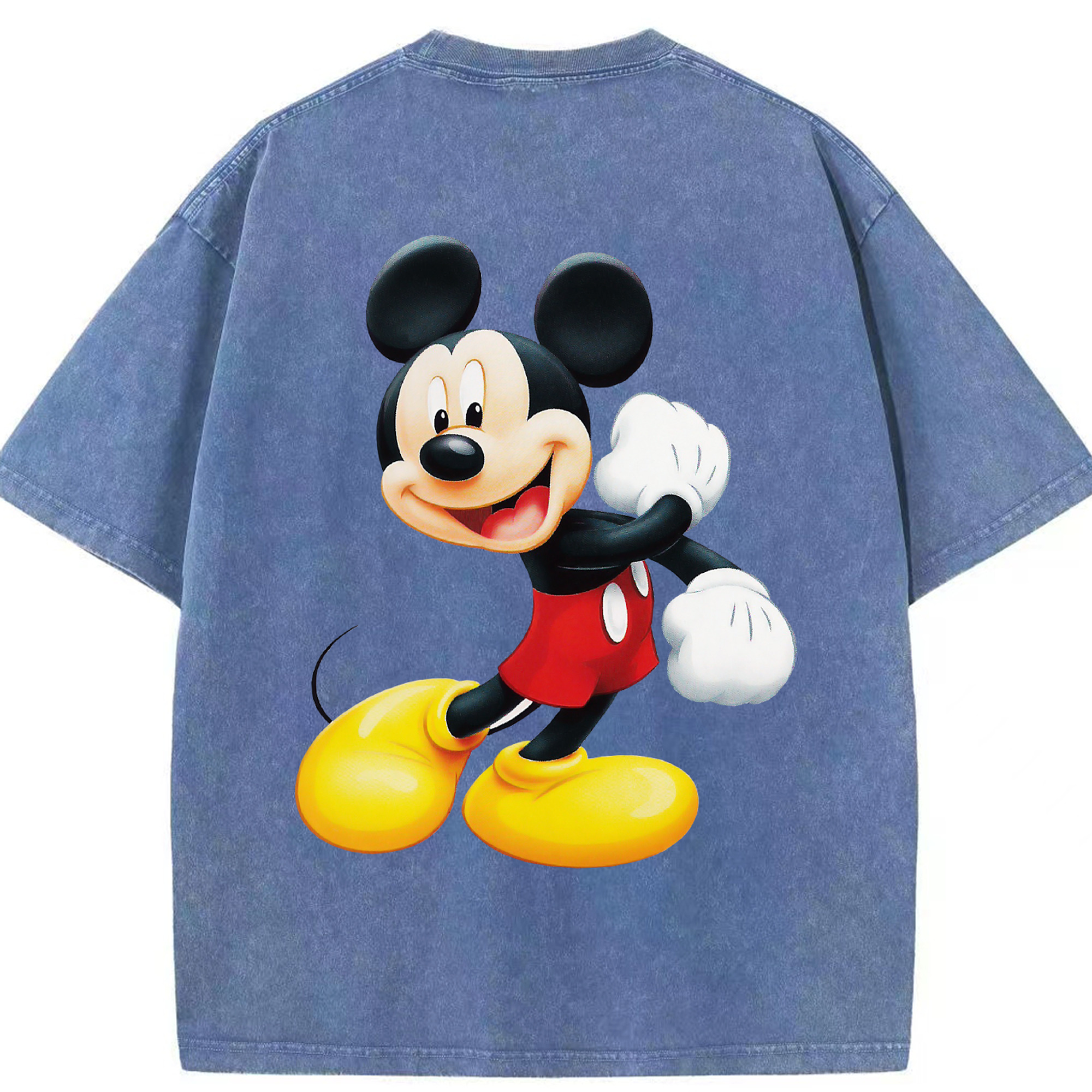 （画像用） ミッキーマウス Mickey Mouse 綿100% ヴィンテージ風 半袖Tシャツ（背面プリント）