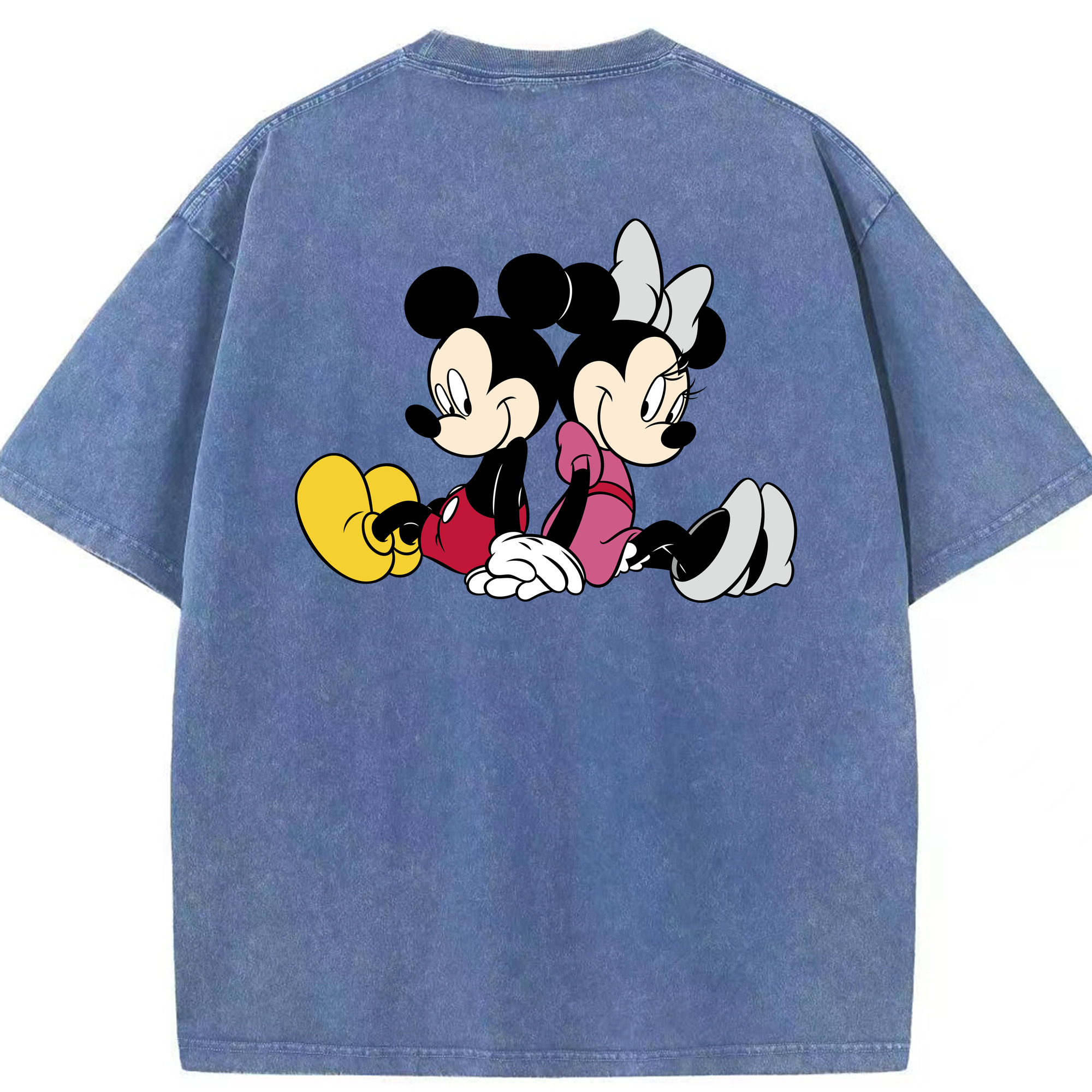 （画像用） ミッキーマウス Mickey Mouse 綿100% ヴィンテージ風 半袖Tシャツ（背面プリント）