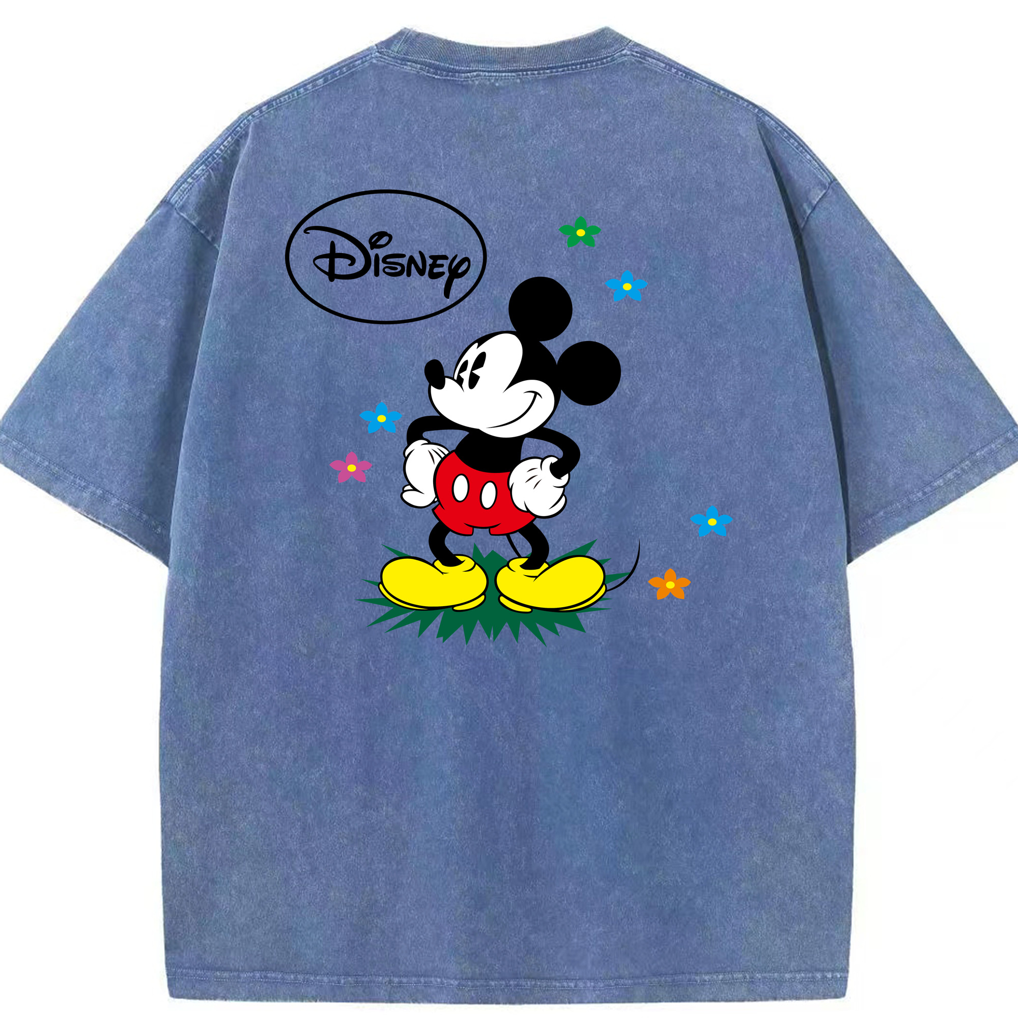 （画像用） ミッキーマウス Mickey Mouse 綿100% ヴィンテージ風 半袖Tシャツ（背面プリント）