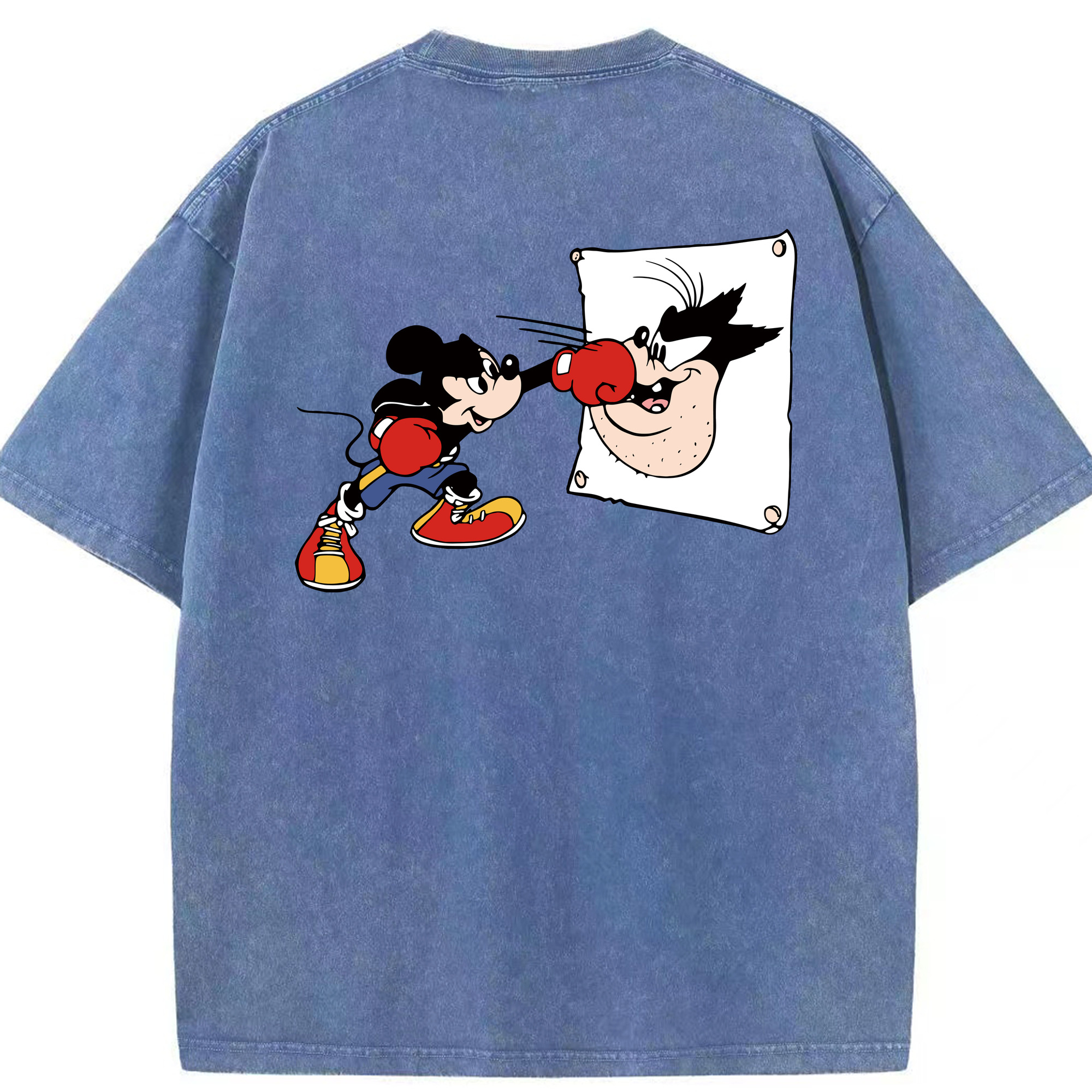 （画像用） ミッキーマウス Mickey Mouse 綿100% ヴィンテージ風 半袖Tシャツ（背面プリント）