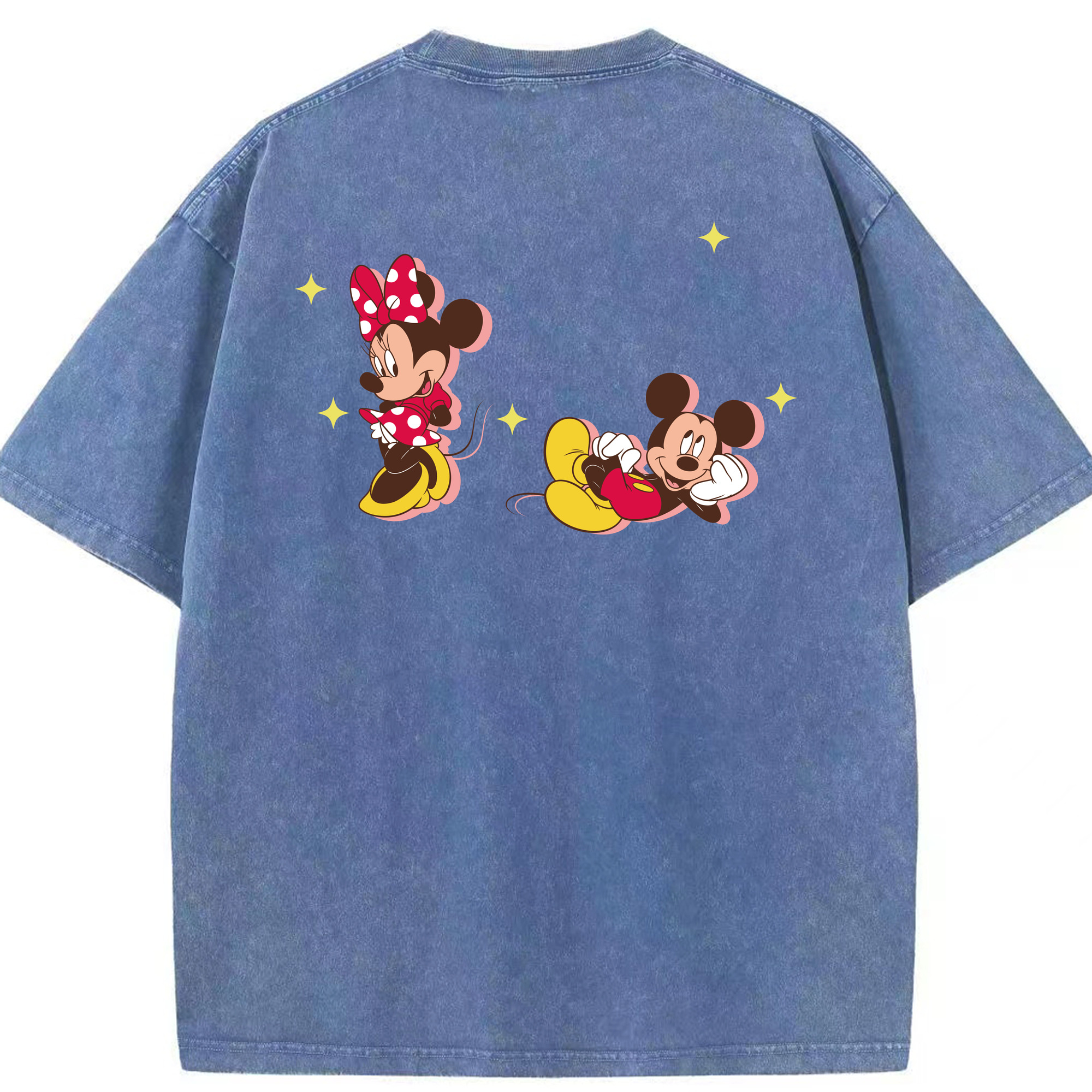 （画像用） ミッキーマウス Mickey Mouse 綿100% ヴィンテージ風 半袖Tシャツ（背面プリント）