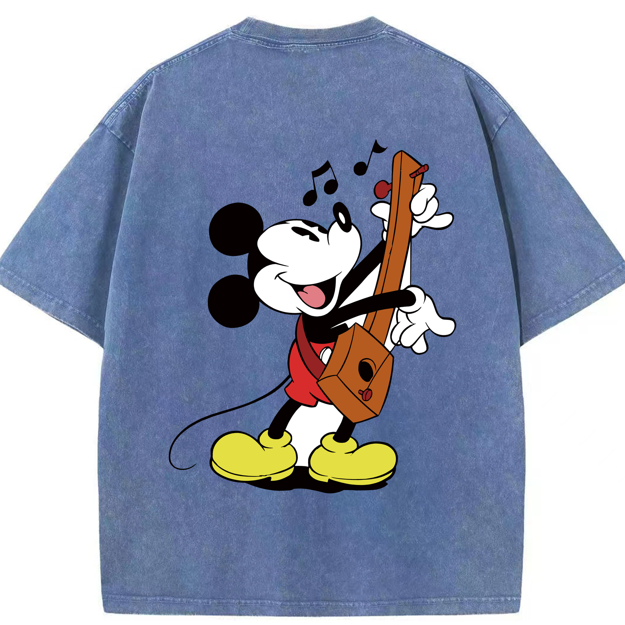 （画像用） ミッキーマウス Mickey Mouse 綿100% ヴィンテージ風 半袖Tシャツ（背面プリント）