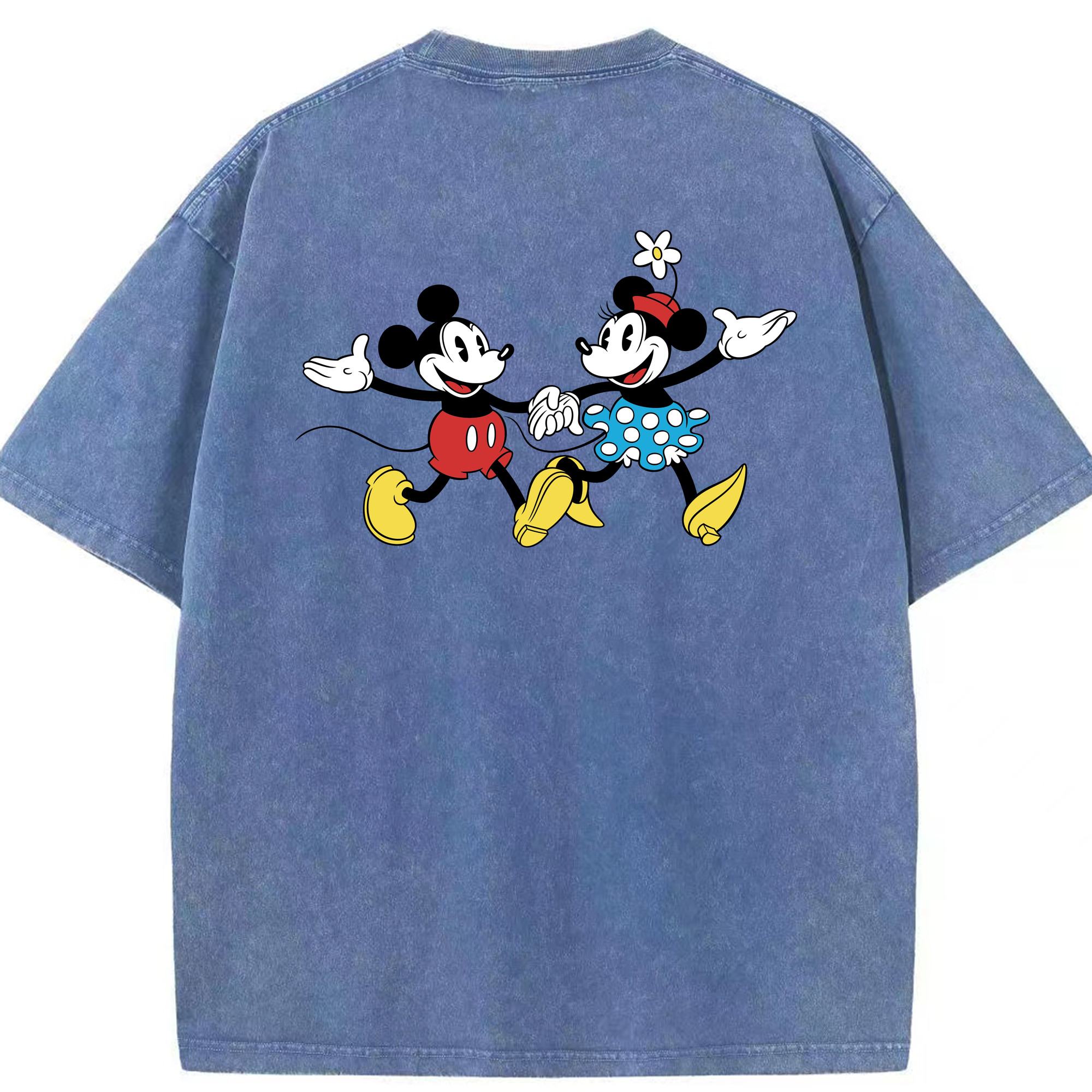 （画像用） ミッキーマウス Mickey Mouse 綿100% ヴィンテージ風 半袖Tシャツ（背面プリント）