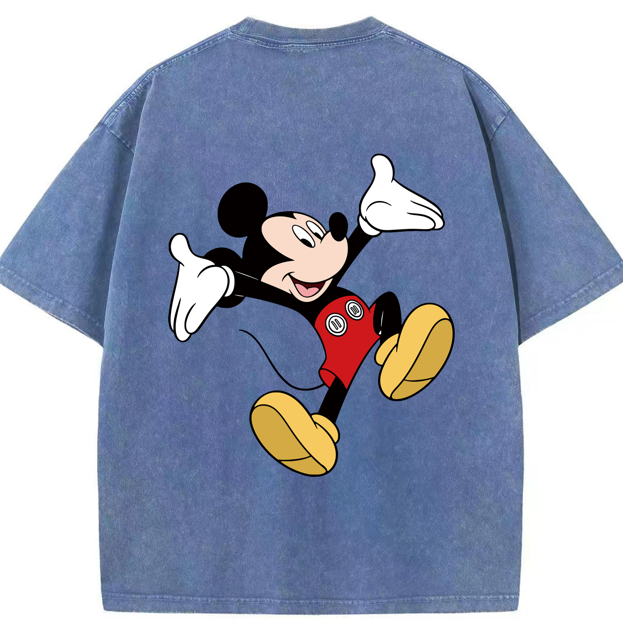 （画像用） ミッキーマウス Mickey Mouse 綿100% ヴィンテージ風 半袖Tシャツ（背面プリント）