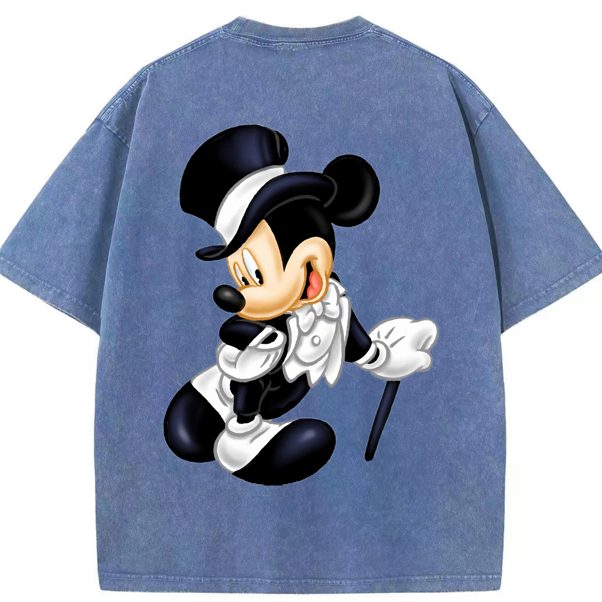 （画像用） ミッキーマウス Mickey Mouse 綿100% ヴィンテージ風 半袖Tシャツ（背面プリント）