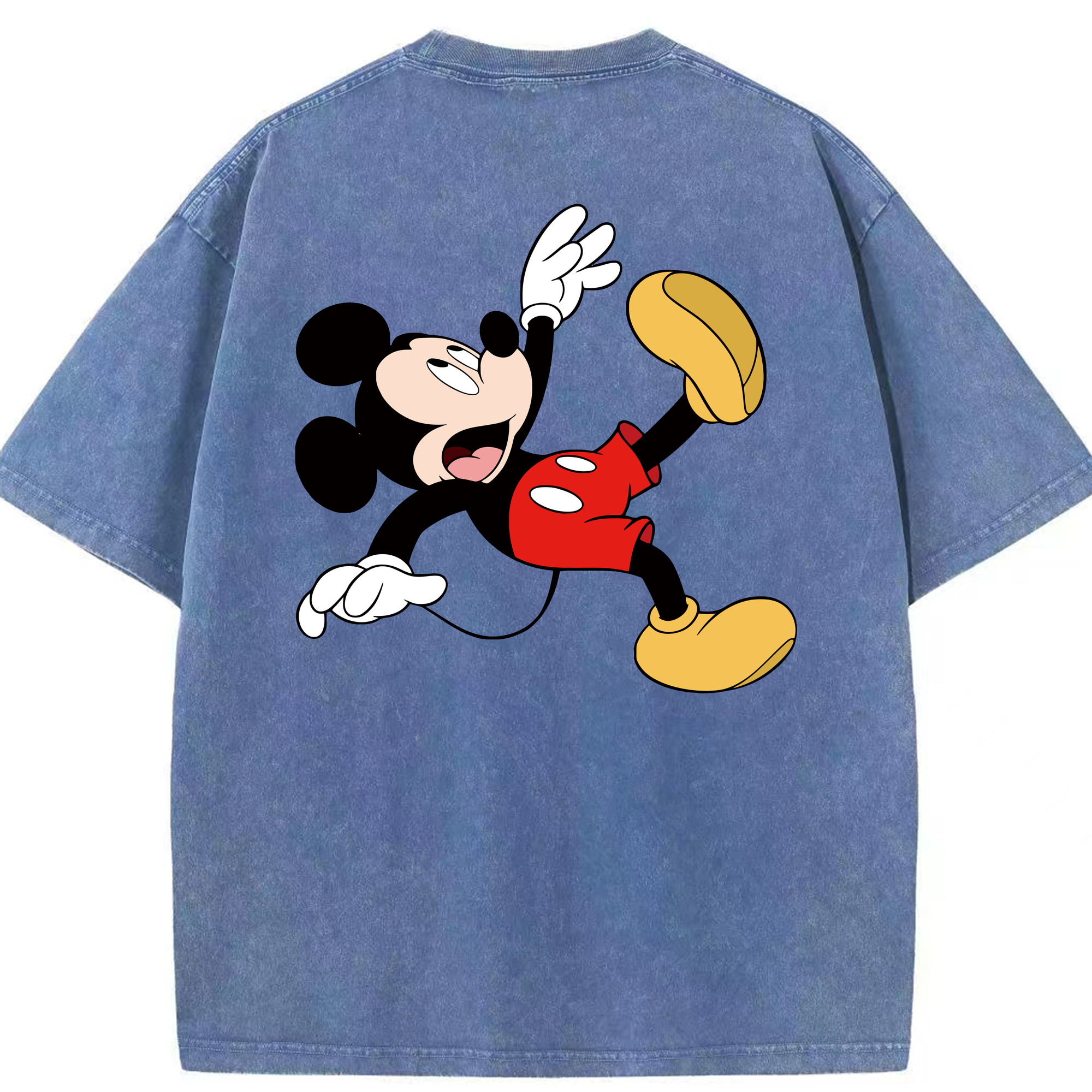 （画像用） ミッキーマウス Mickey Mouse 綿100% ヴィンテージ風 半袖Tシャツ（背面プリント）