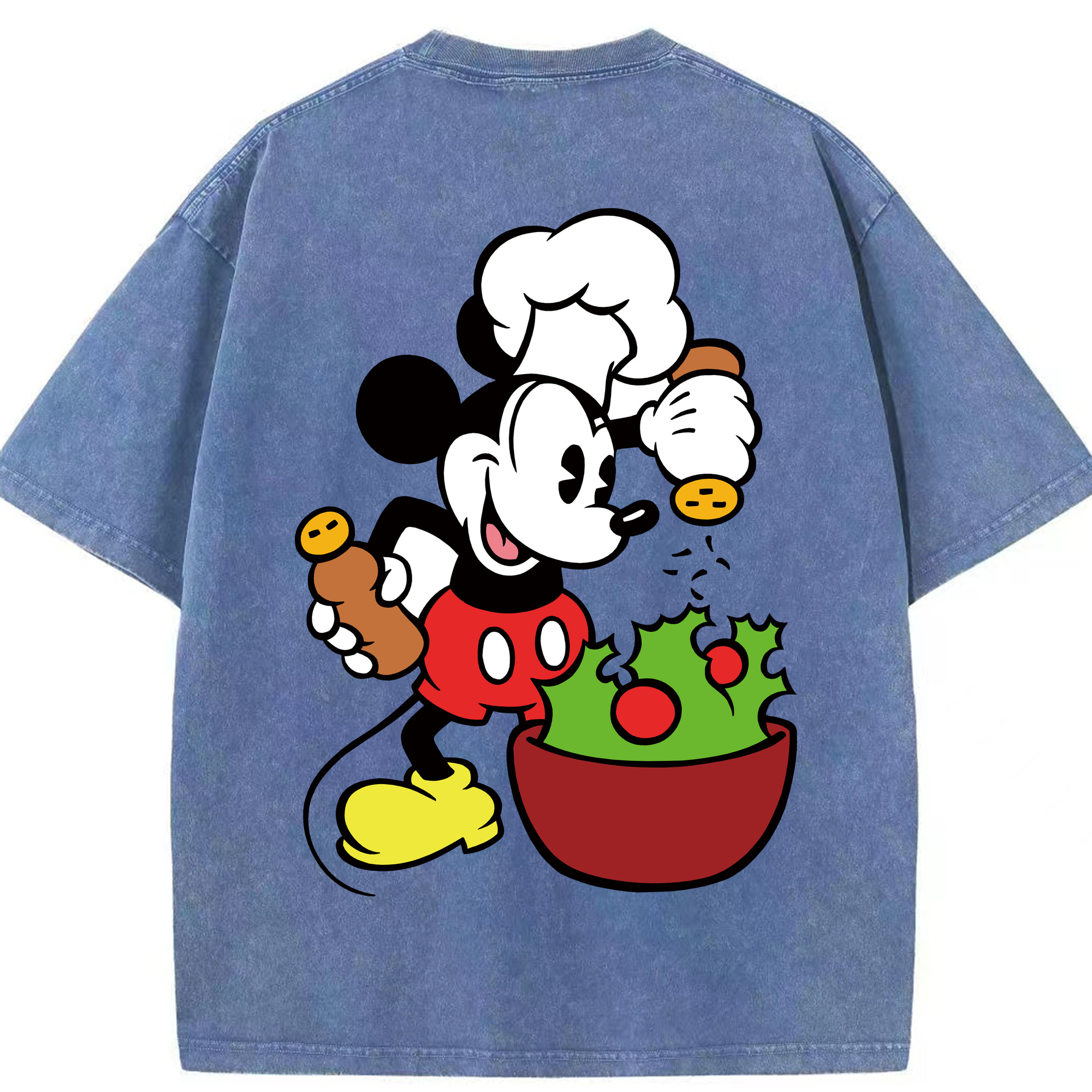 （画像用） ミッキーマウス Mickey Mouse 綿100% ヴィンテージ風 半袖Tシャツ（背面プリント）