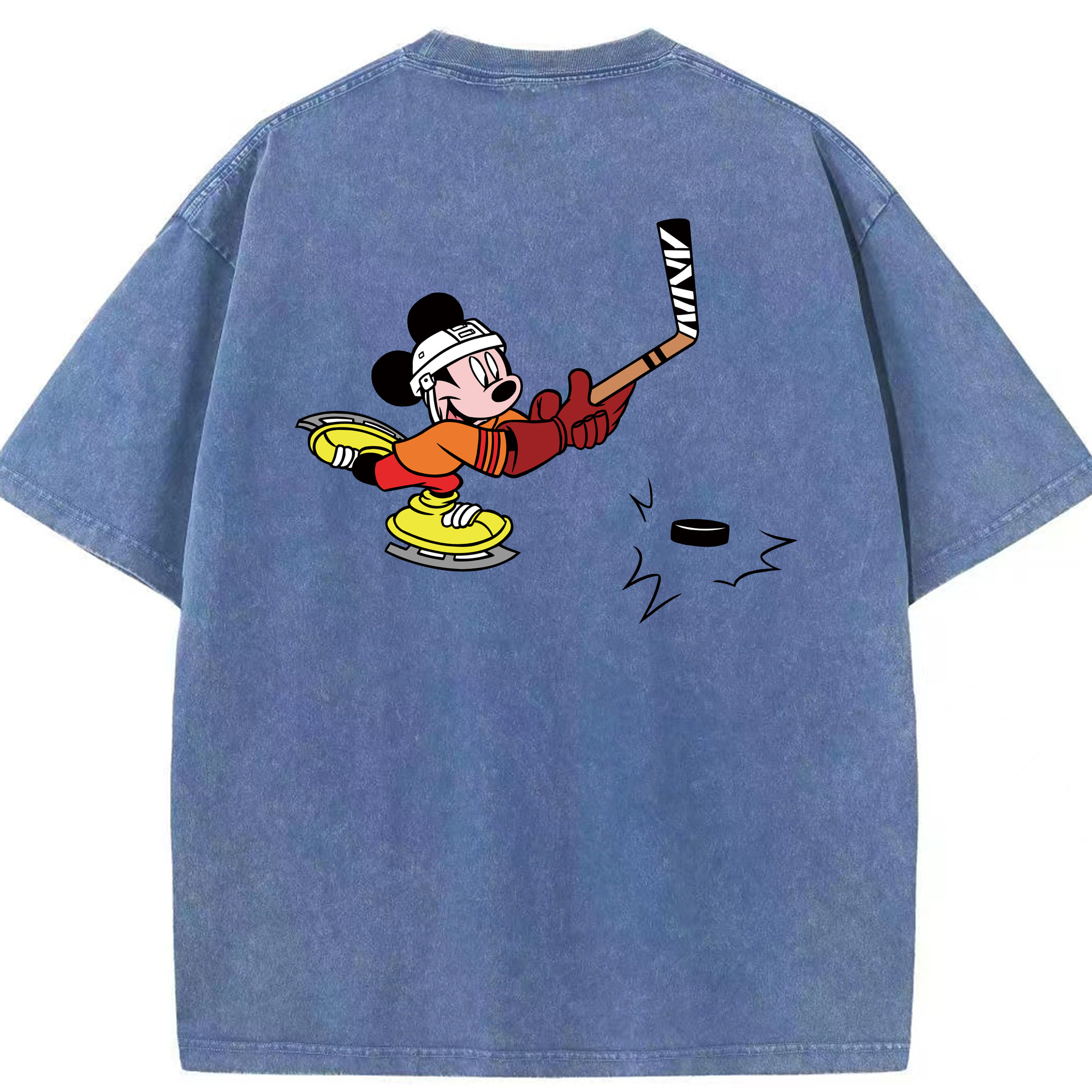 （画像用） ミッキーマウス Mickey Mouse 綿100% ヴィンテージ風 半袖Tシャツ（背面プリント）