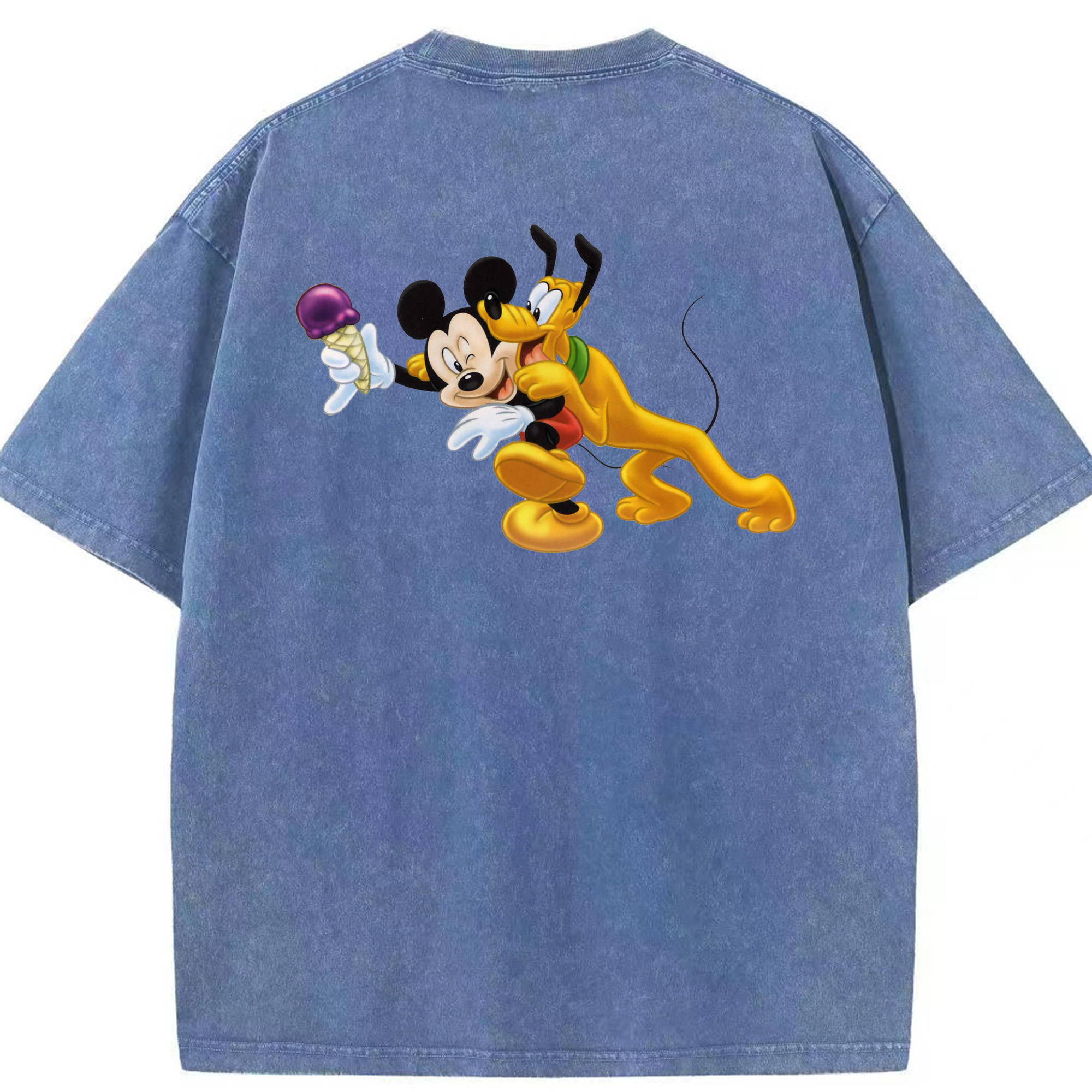 （画像用） ミッキーマウス Mickey Mouse 綿100% ヴィンテージ風 半袖Tシャツ（背面プリント）