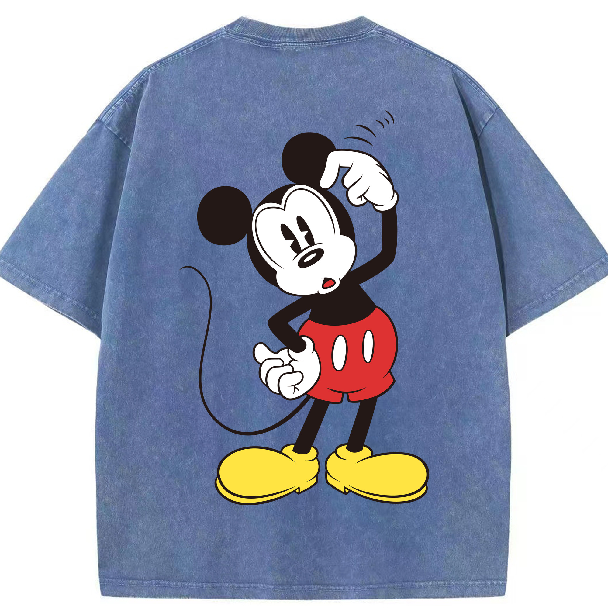 （画像用） ミッキーマウス Mickey Mouse 綿100% ヴィンテージ風 半袖Tシャツ（背面プリント）