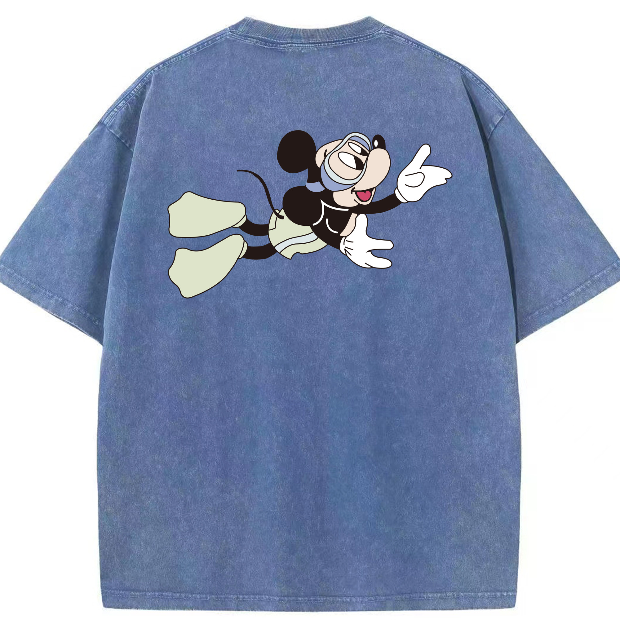 （画像用） ミッキーマウス Mickey Mouse 綿100% ヴィンテージ風 半袖Tシャツ（背面プリント）