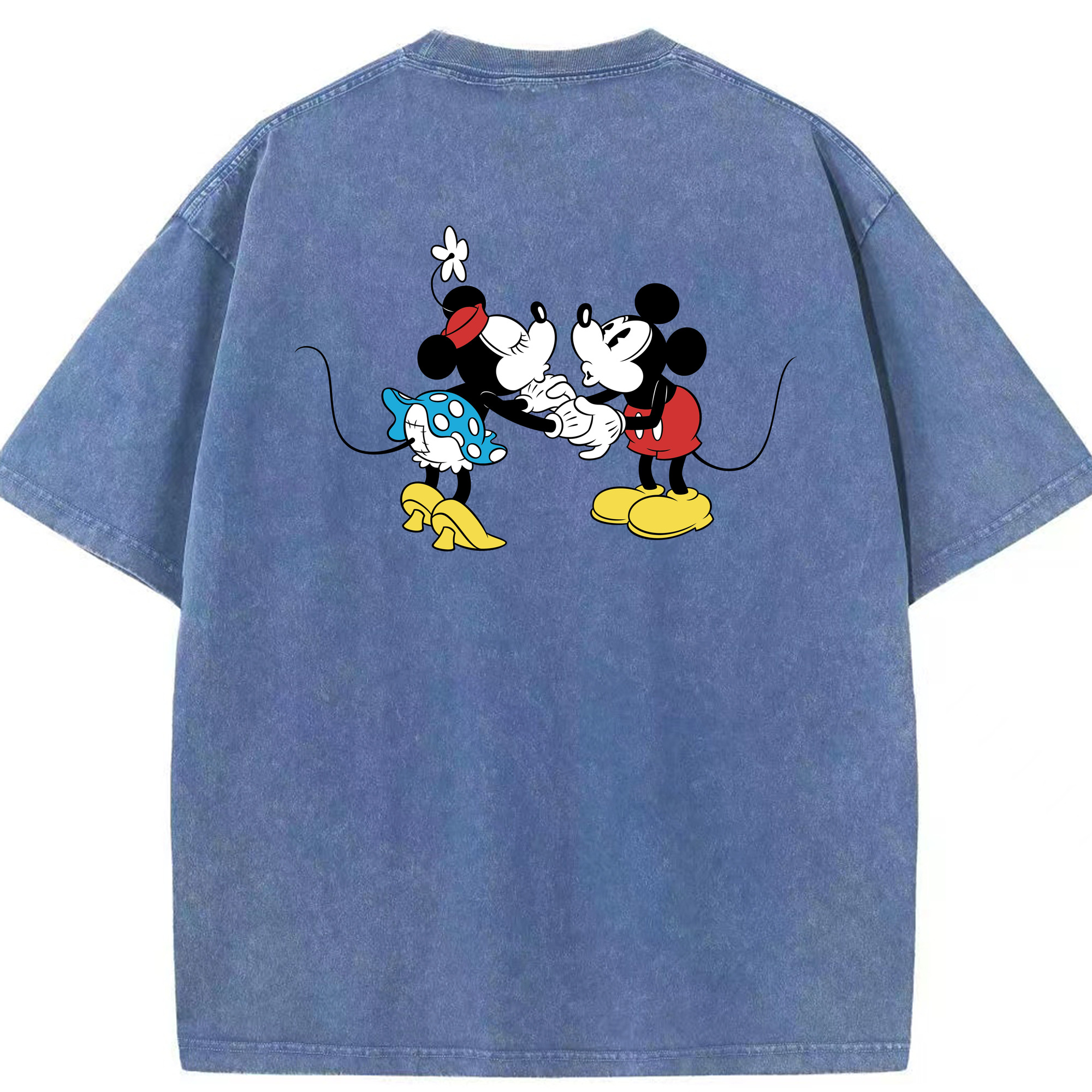 （画像用） ミッキーマウス Mickey Mouse 綿100% ヴィンテージ風 半袖Tシャツ（背面プリント）