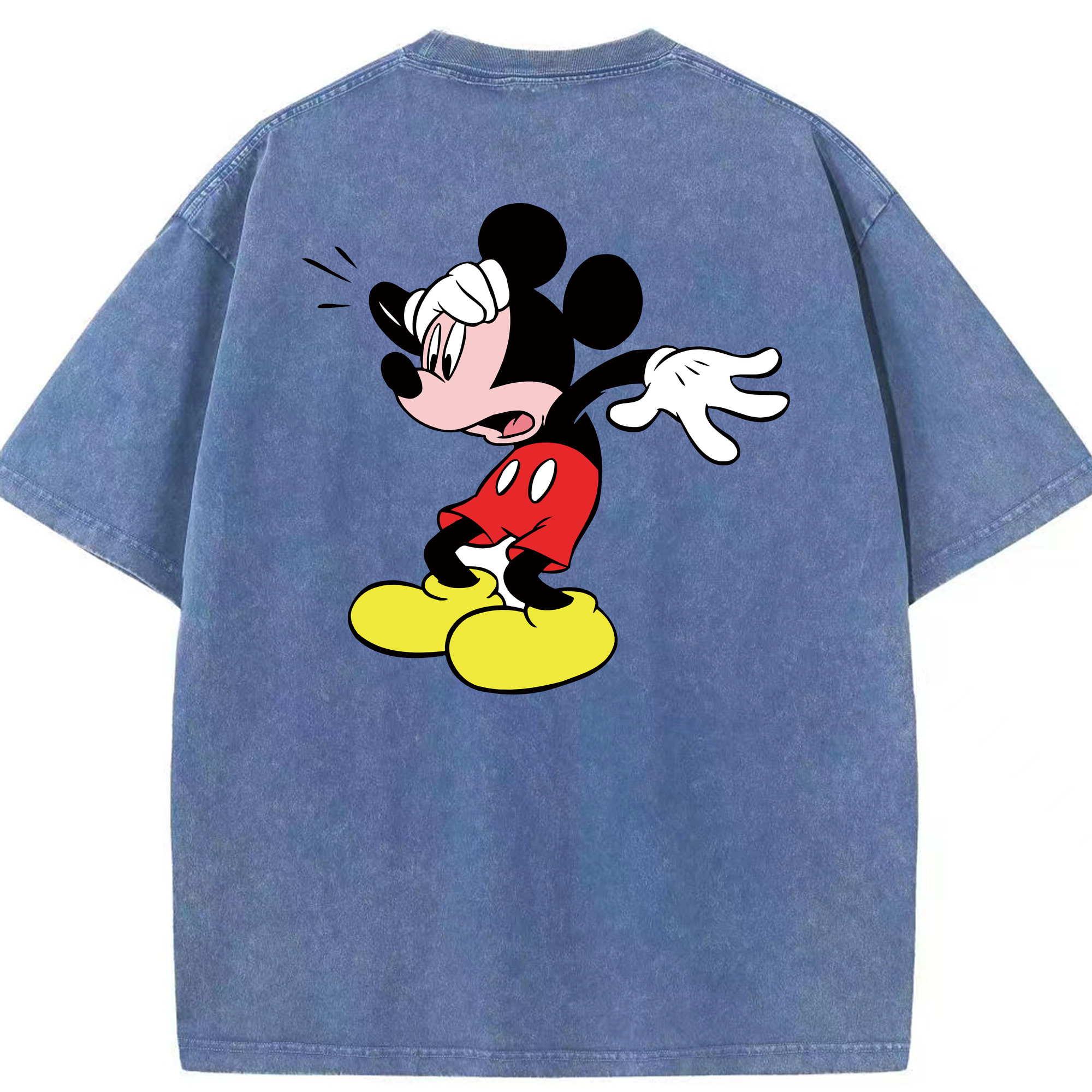 （画像用） ミッキーマウス Mickey Mouse 綿100% ヴィンテージ風 半袖Tシャツ（背面プリント）