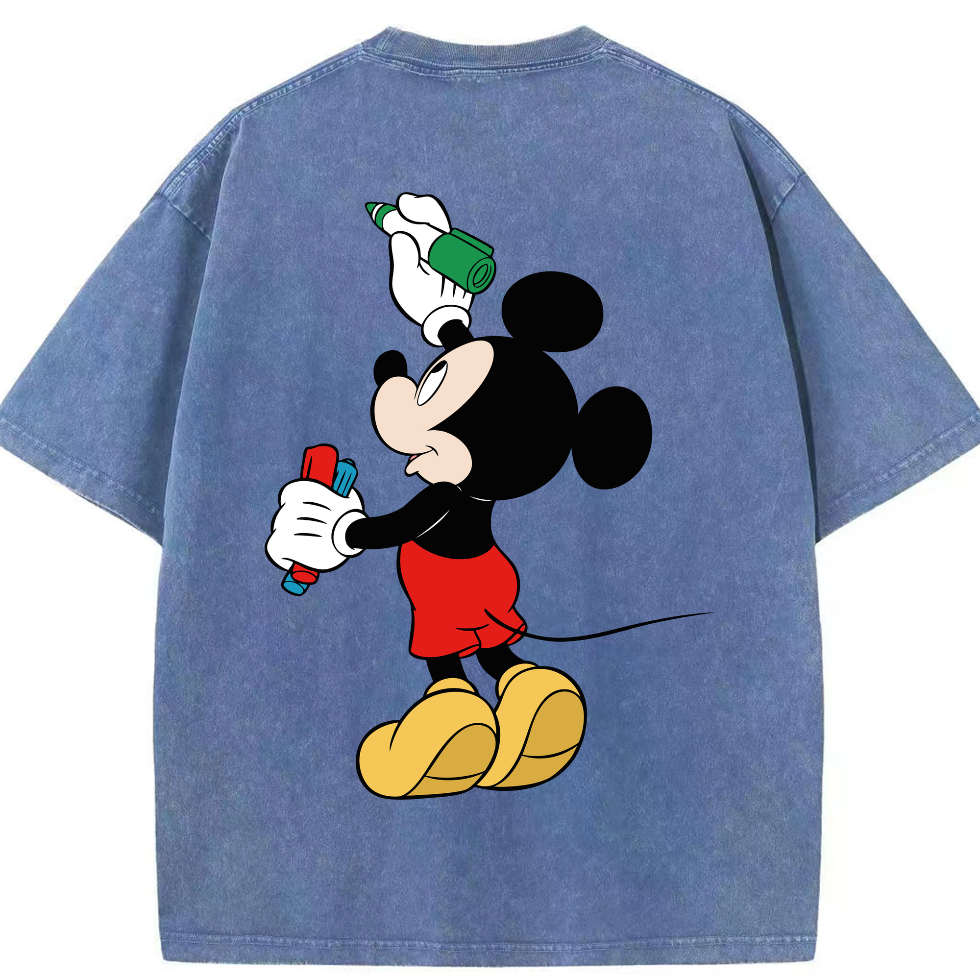（画像用） ミッキーマウス Mickey Mouse 綿100% ヴィンテージ風 半袖Tシャツ（背面プリント）