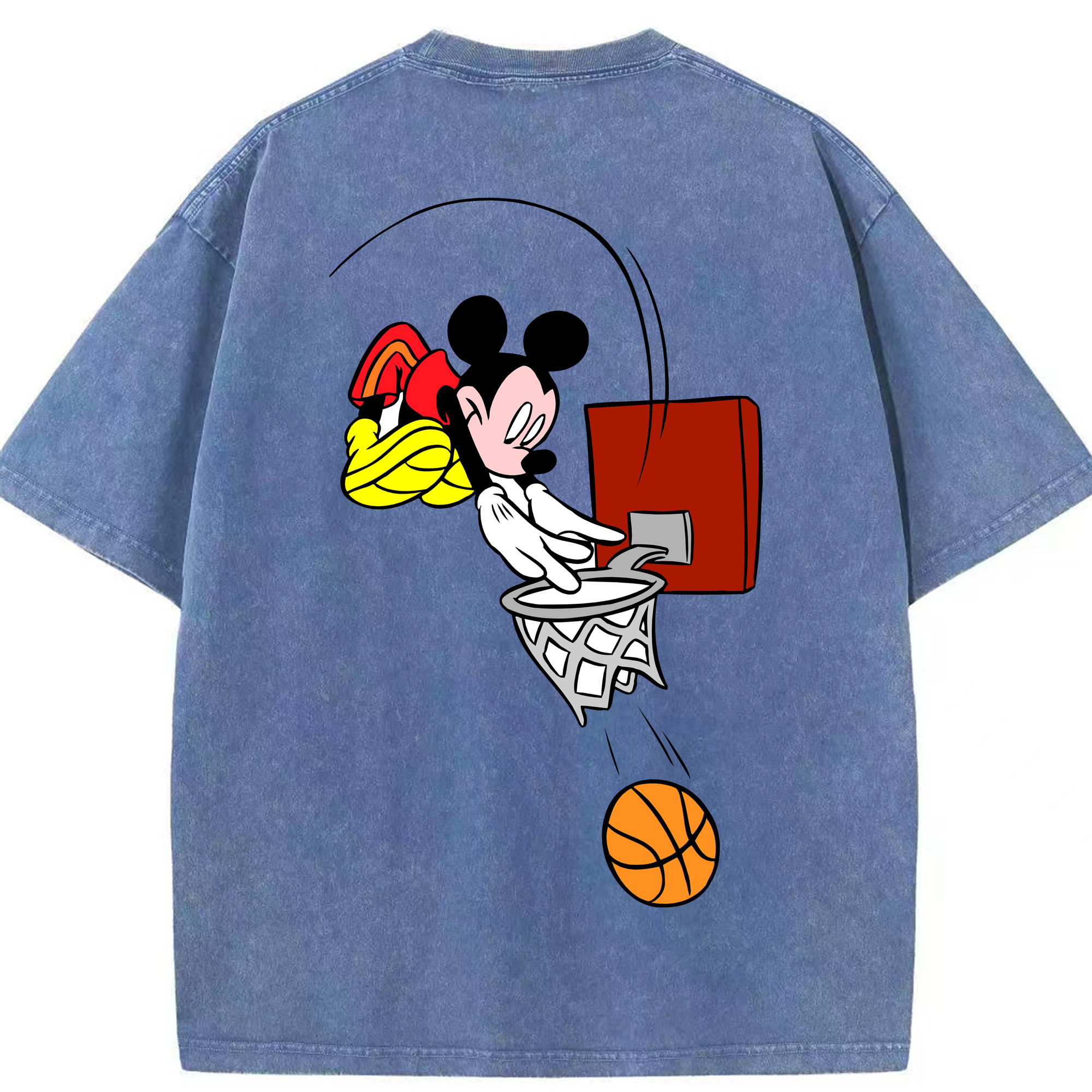（画像用） ミッキーマウス Mickey Mouse 綿100% ヴィンテージ風 半袖Tシャツ（背面プリント）