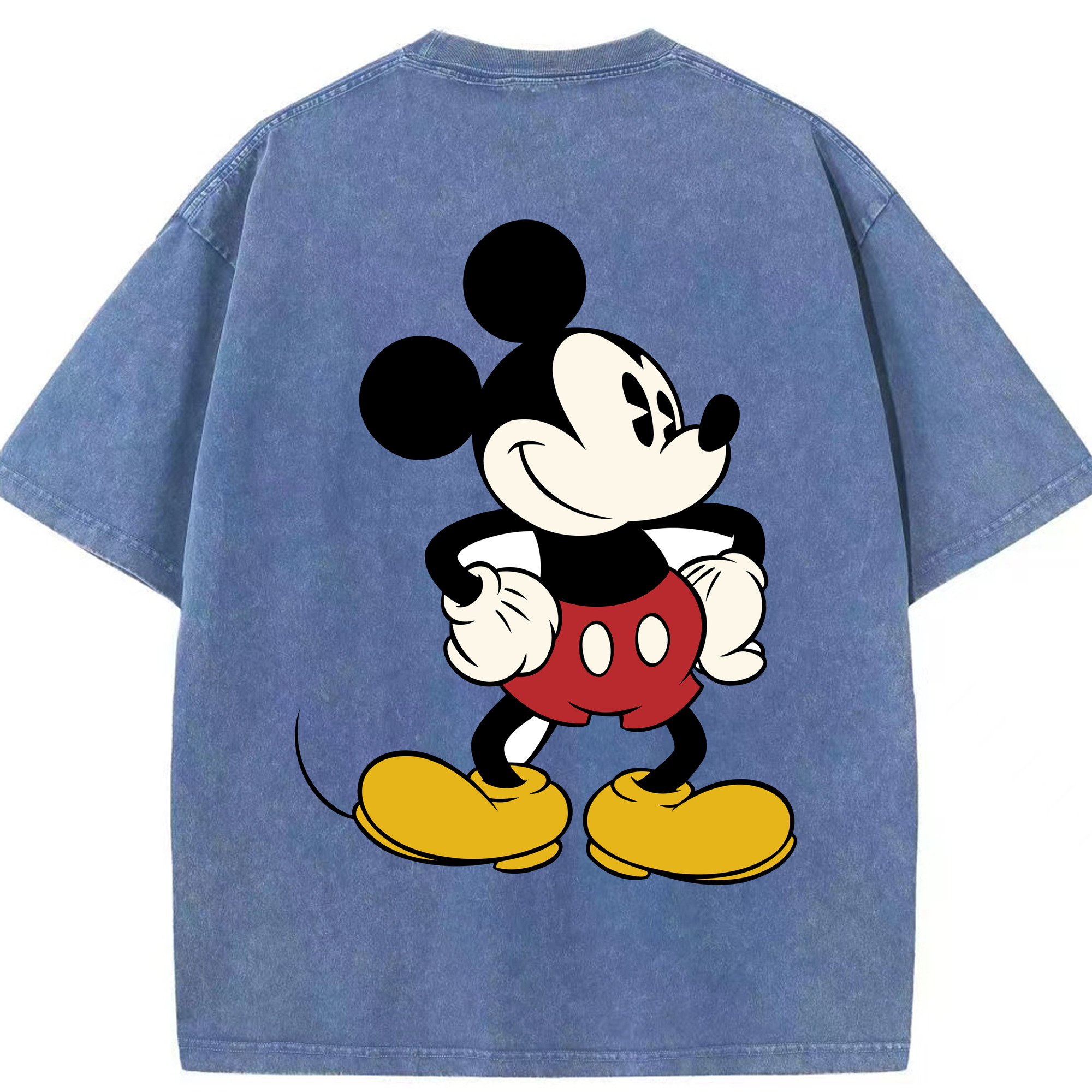 （画像用） ミッキーマウス Mickey Mouse 綿100% ヴィンテージ風 半袖Tシャツ（背面プリント）