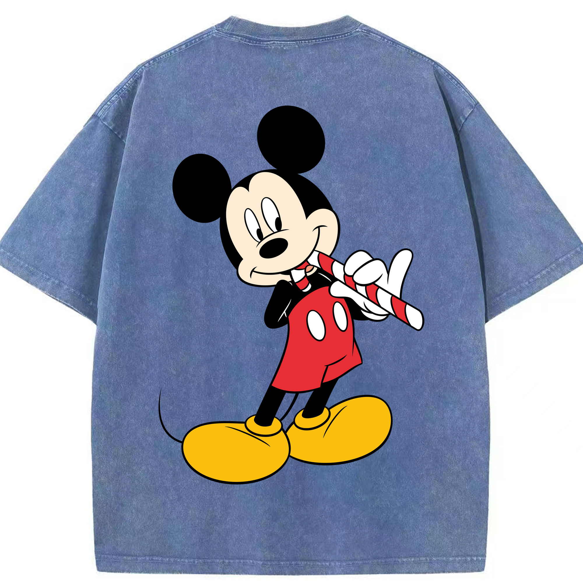 （画像用） ミッキーマウス Mickey Mouse 綿100% ヴィンテージ風 半袖Tシャツ（背面プリント）