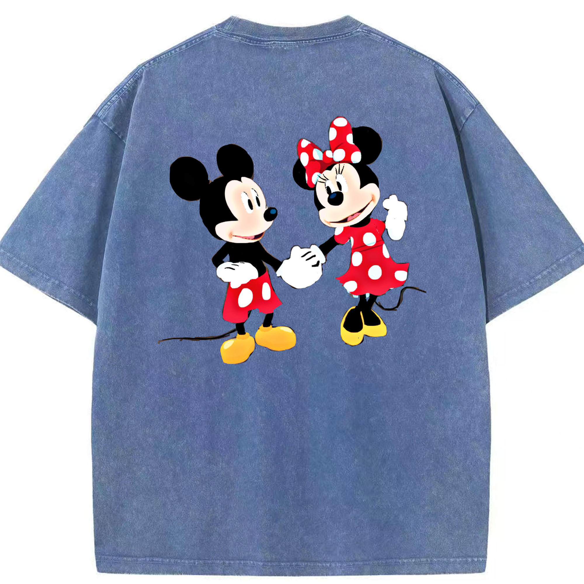 （画像用） ミッキーマウス Mickey Mouse 綿100% ヴィンテージ風 半袖Tシャツ（背面プリント）