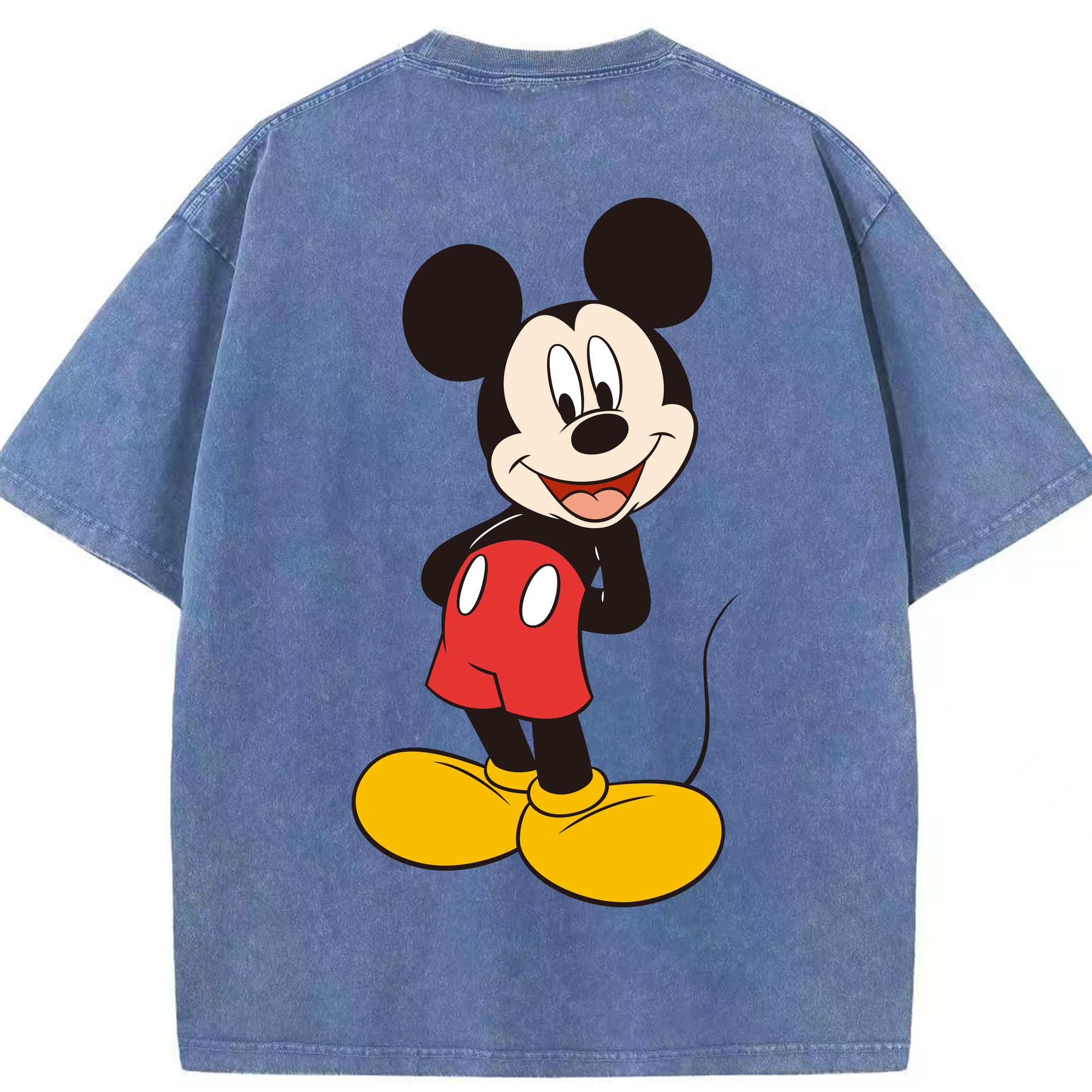 （画像用） ミッキーマウス Mickey Mouse 綿100% ヴィンテージ風 半袖Tシャツ（背面プリント）