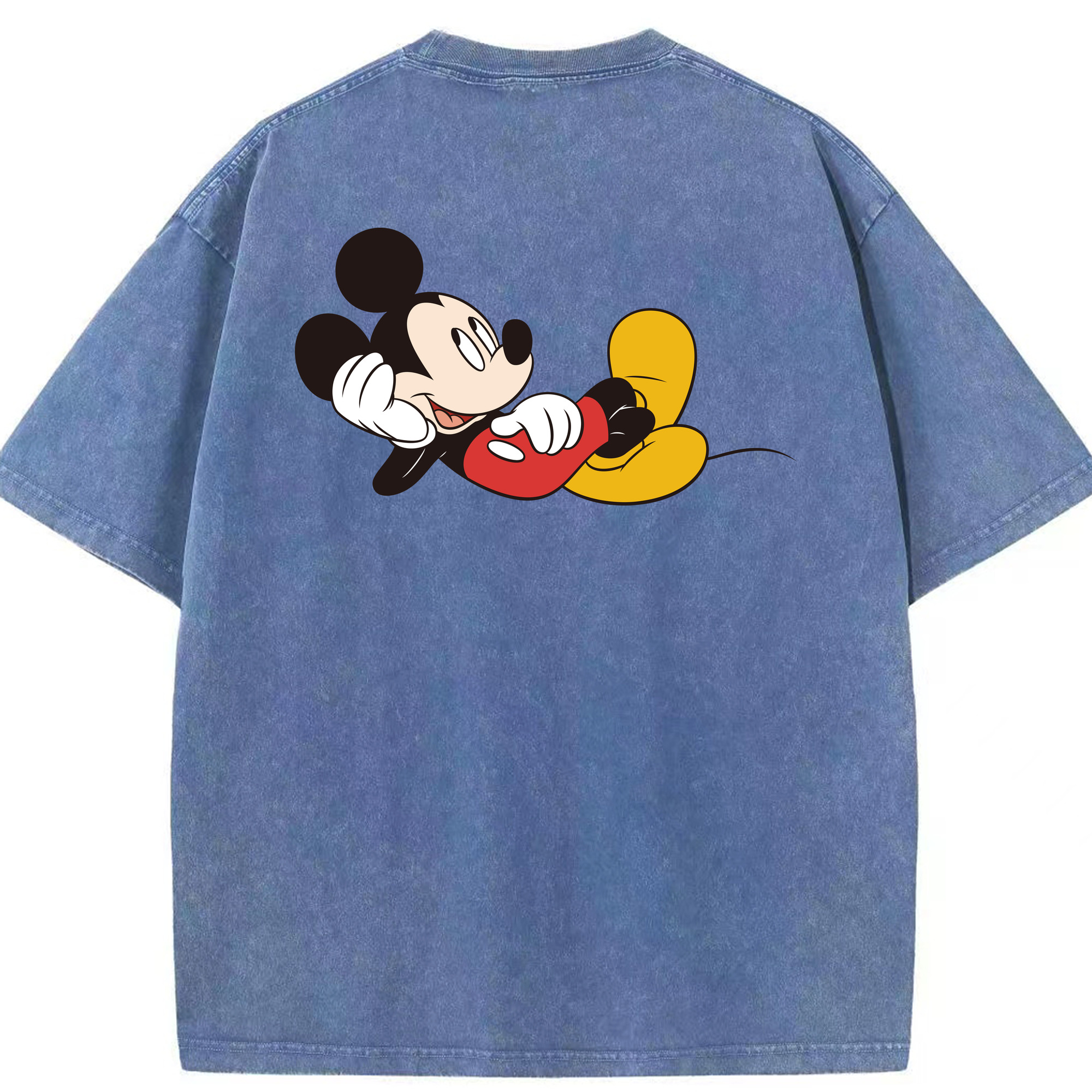 （画像用） ミッキーマウス Mickey Mouse 綿100% ヴィンテージ風 半袖Tシャツ（背面プリント）