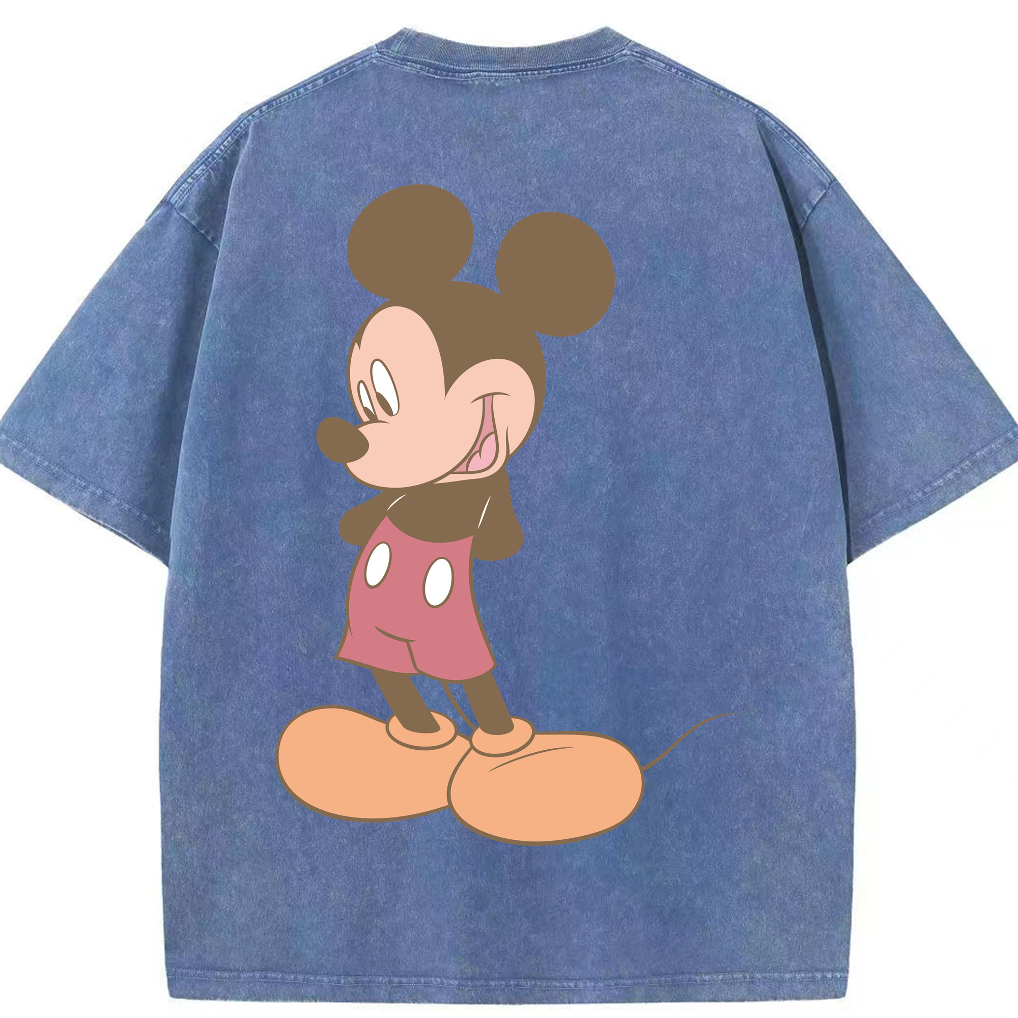 （画像用） ミッキーマウス Mickey Mouse 綿100% ヴィンテージ風 半袖Tシャツ（背面プリント）