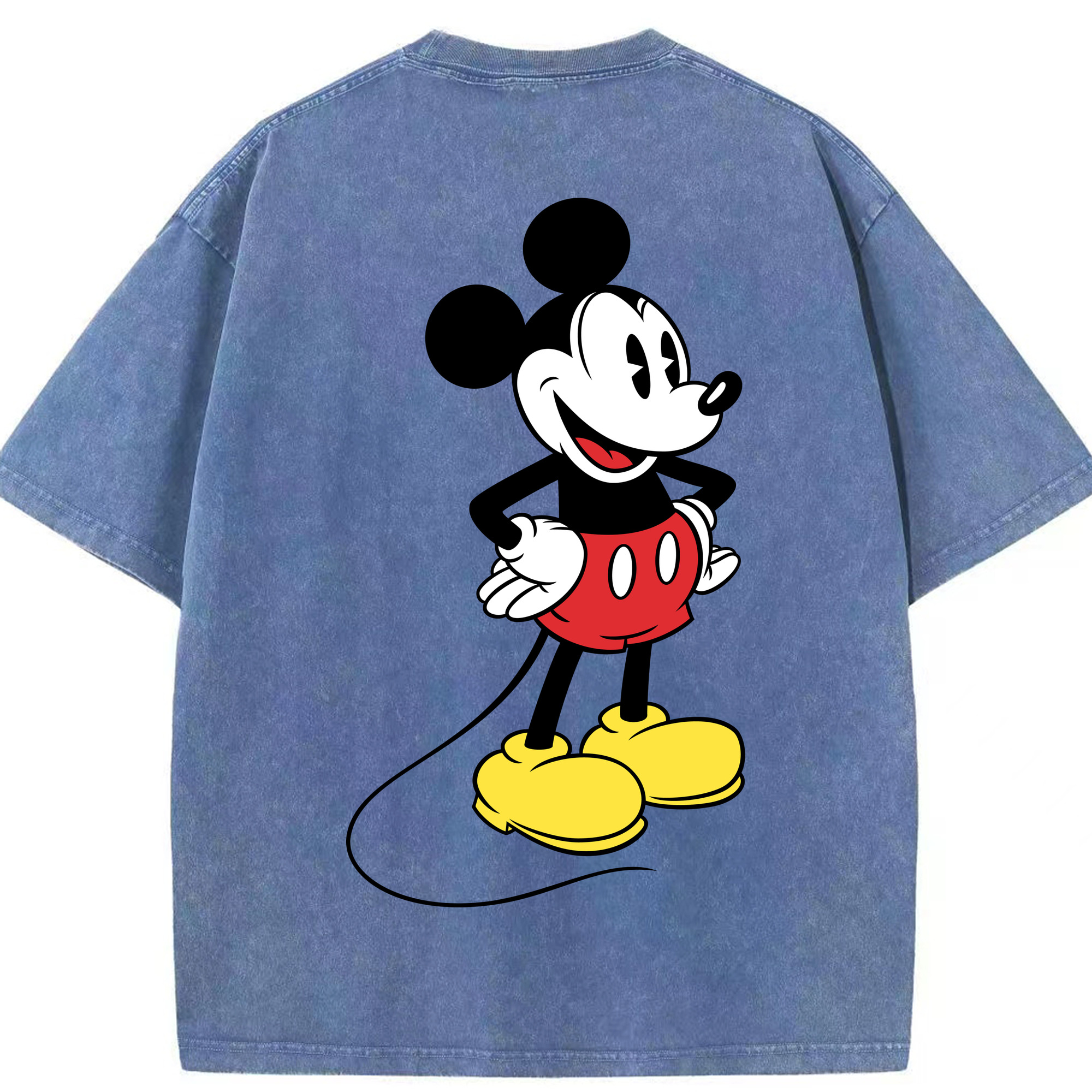 （画像用） ミッキーマウス Mickey Mouse 綿100% ヴィンテージ風 半袖Tシャツ（背面プリント）