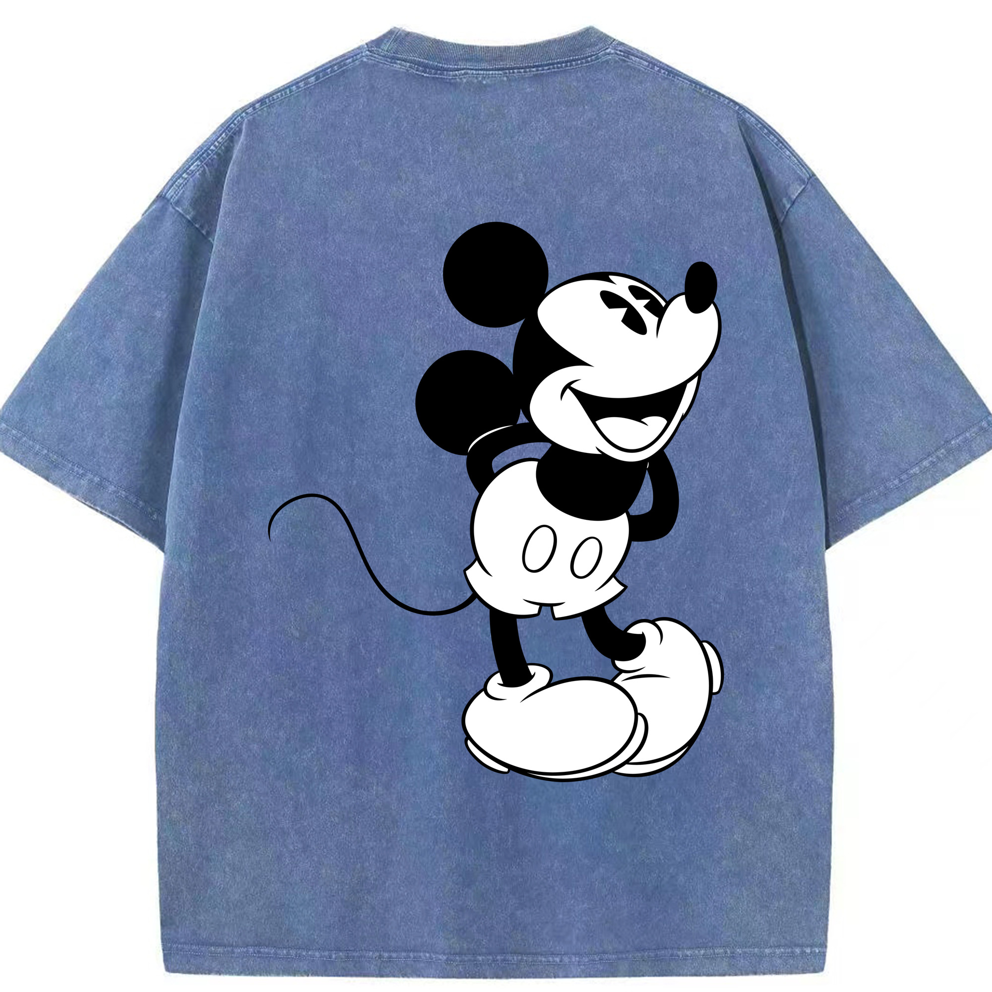 （画像用） ミッキーマウス Mickey Mouse 綿100% ヴィンテージ風 半袖Tシャツ（背面プリント）