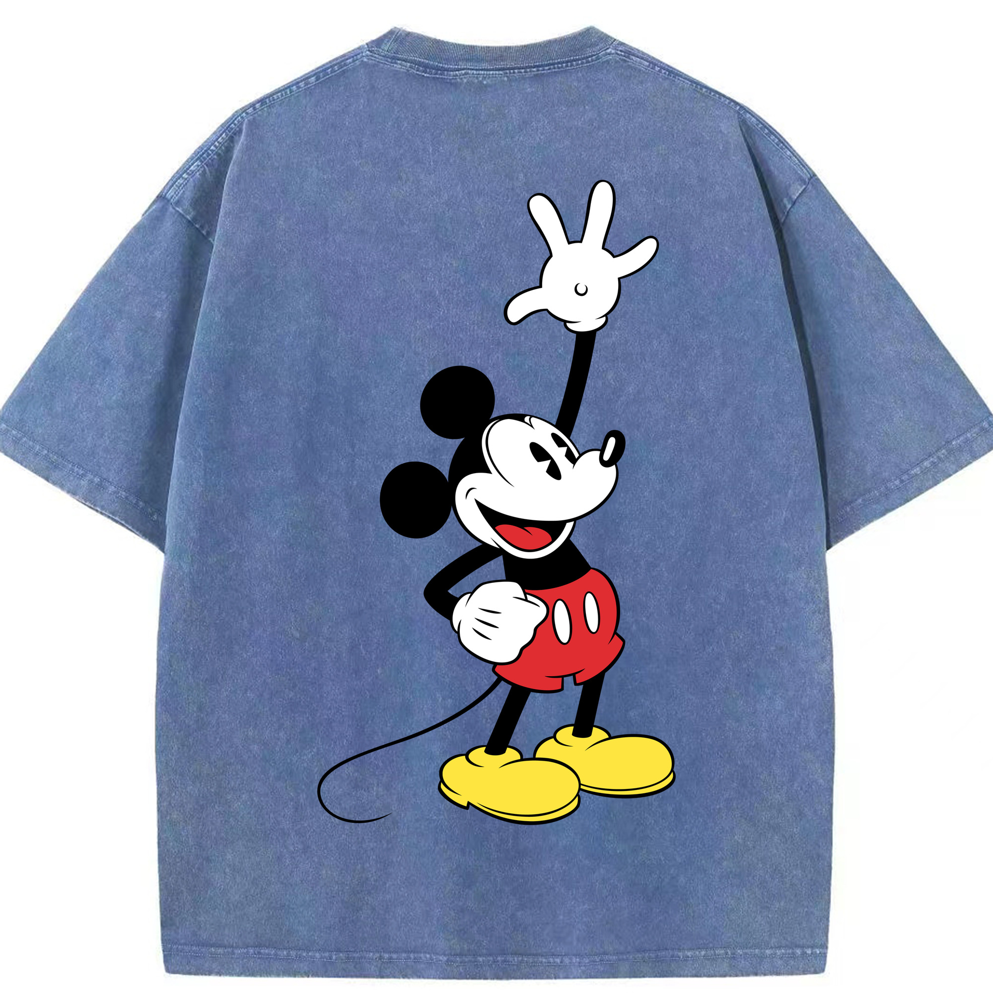 （画像用） ミッキーマウス Mickey Mouse 綿100% ヴィンテージ風 半袖Tシャツ（背面プリント）