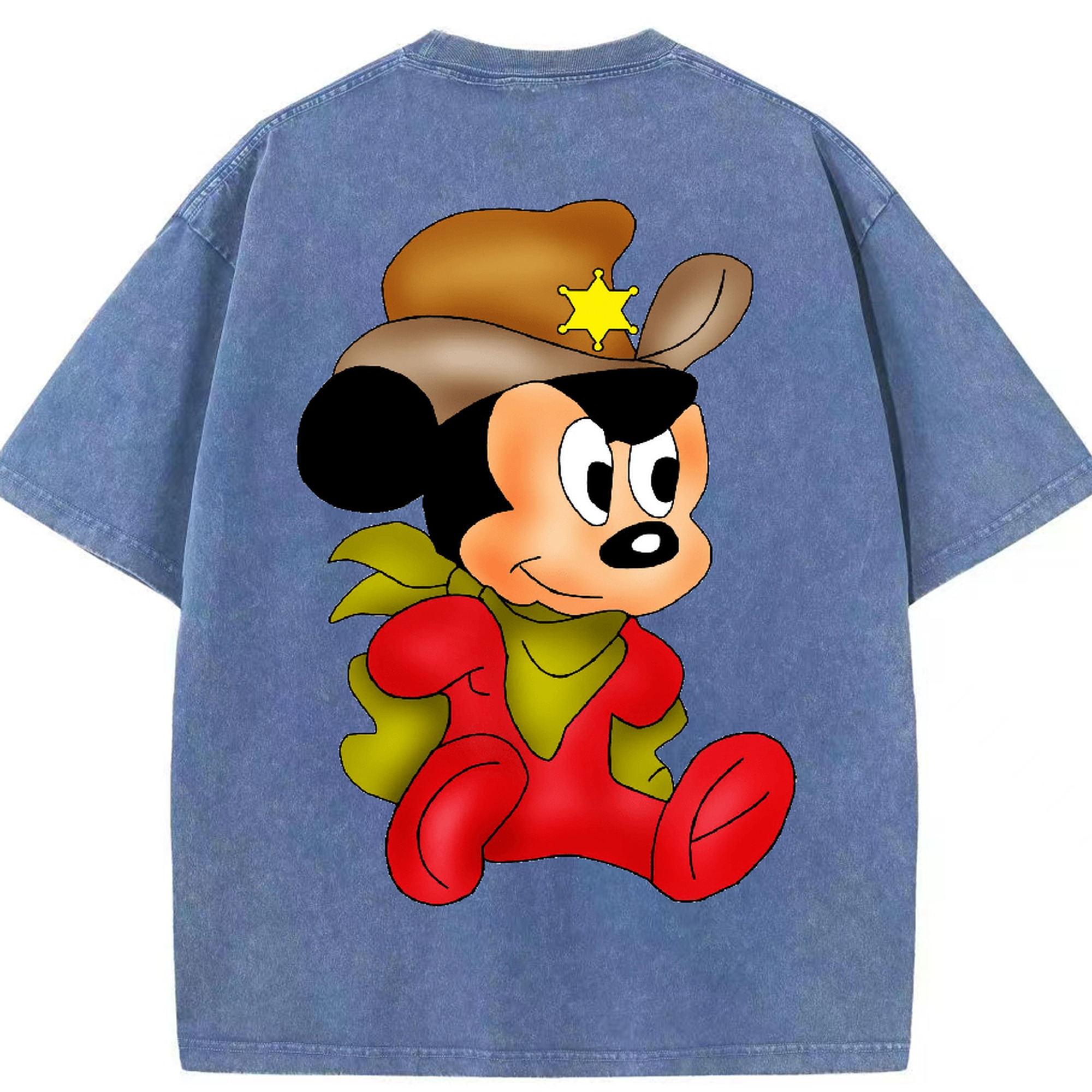 （画像用） ミッキーマウス Mickey Mouse 綿100% ヴィンテージ風 半袖Tシャツ（背面プリント）