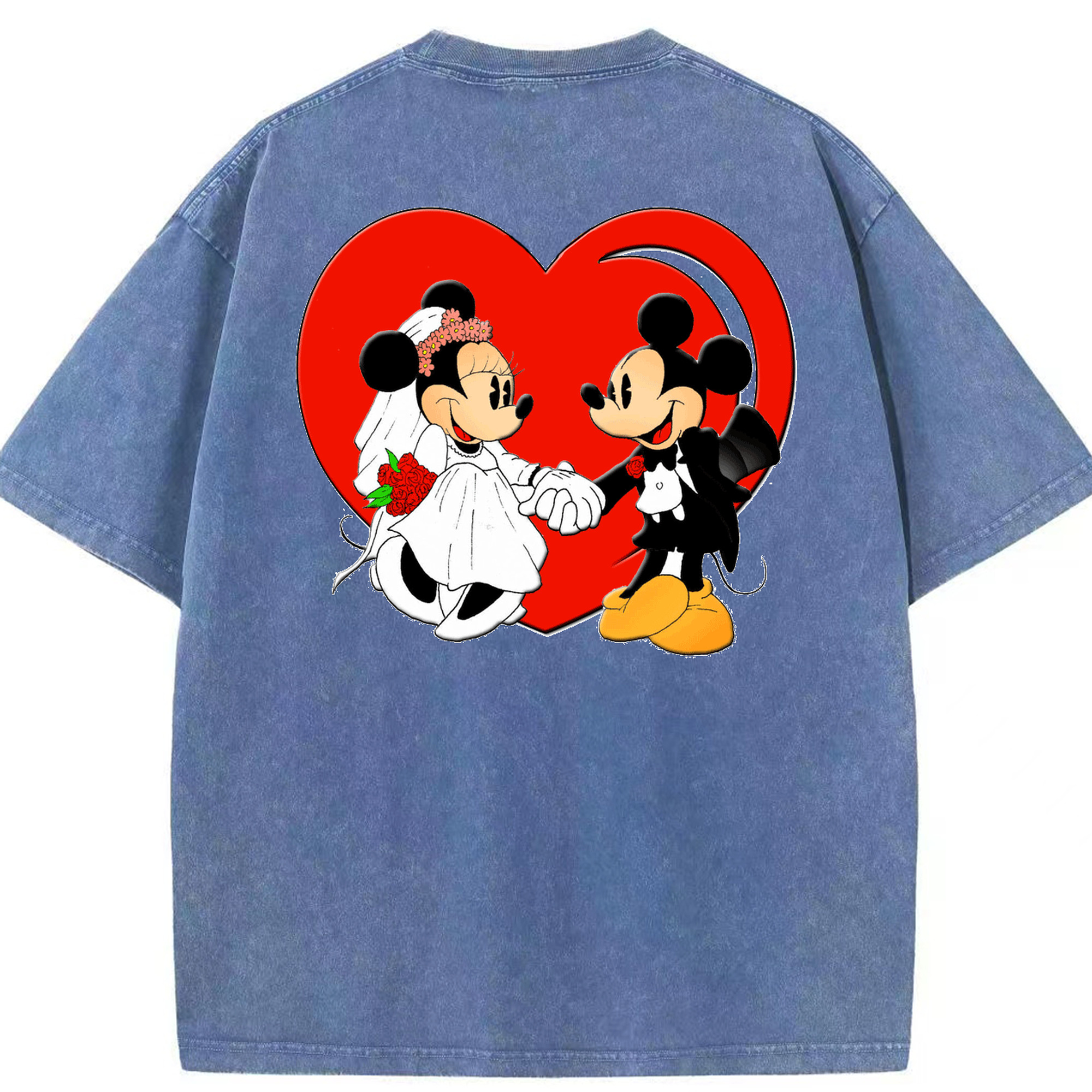（画像用） ミッキーマウス Mickey Mouse 綿100% ヴィンテージ風 半袖Tシャツ（背面プリント）