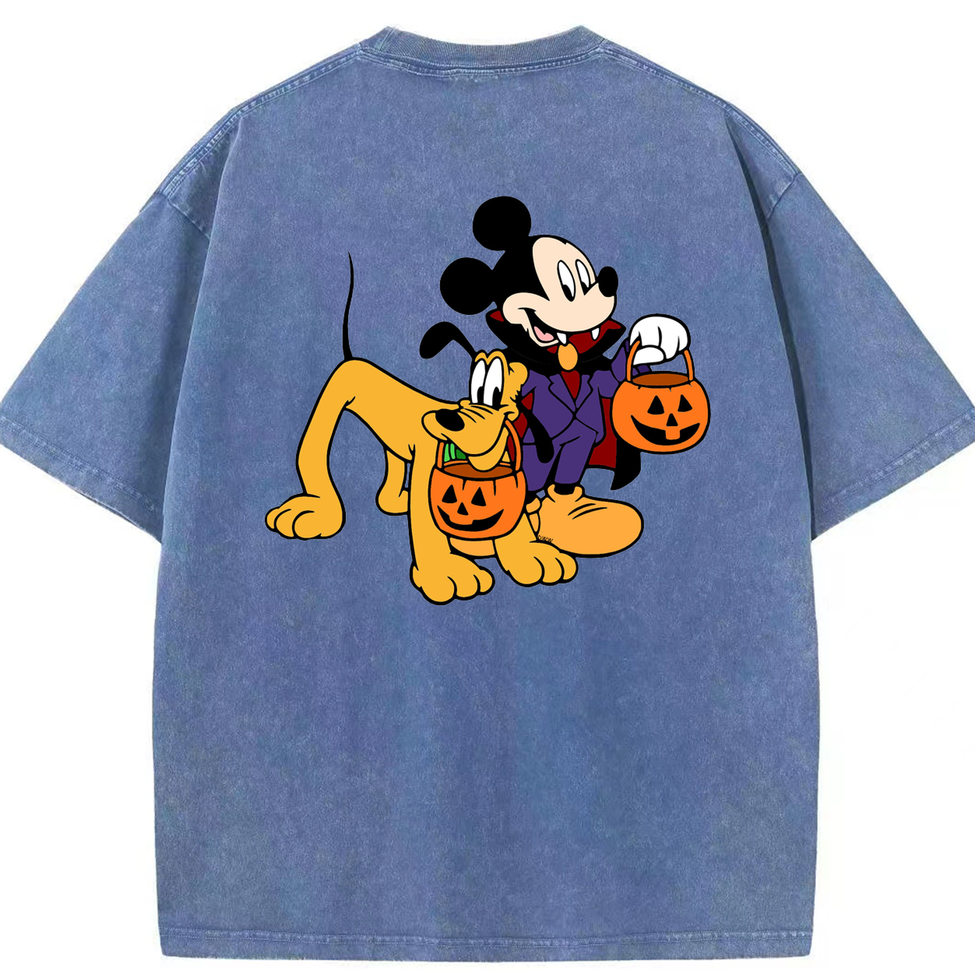 （画像用） ミッキーマウス Mickey Mouse 綿100% ヴィンテージ風 半袖Tシャツ（背面プリント）