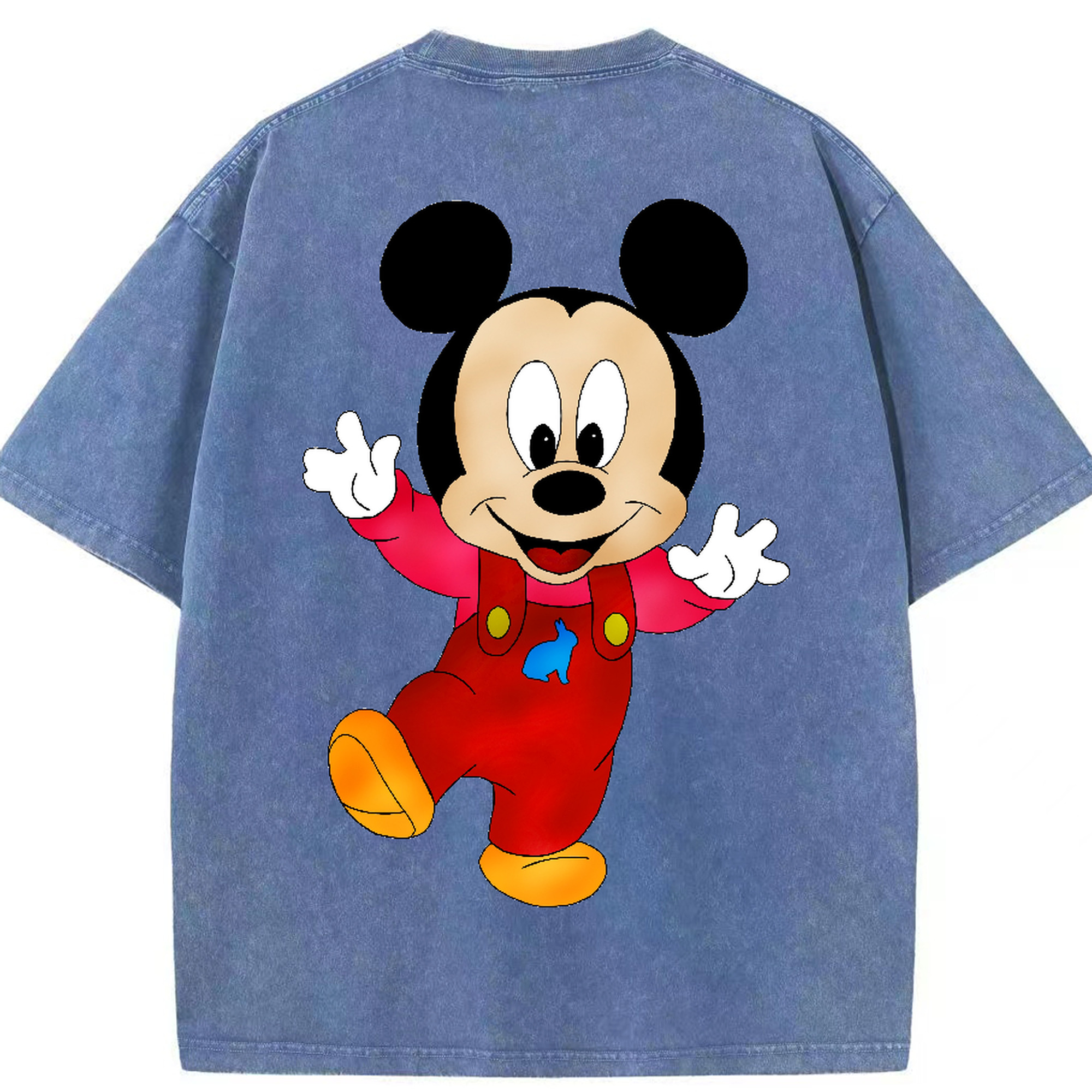 （画像用） ミッキーマウス Mickey Mouse 綿100% ヴィンテージ風 半袖Tシャツ（背面プリント）