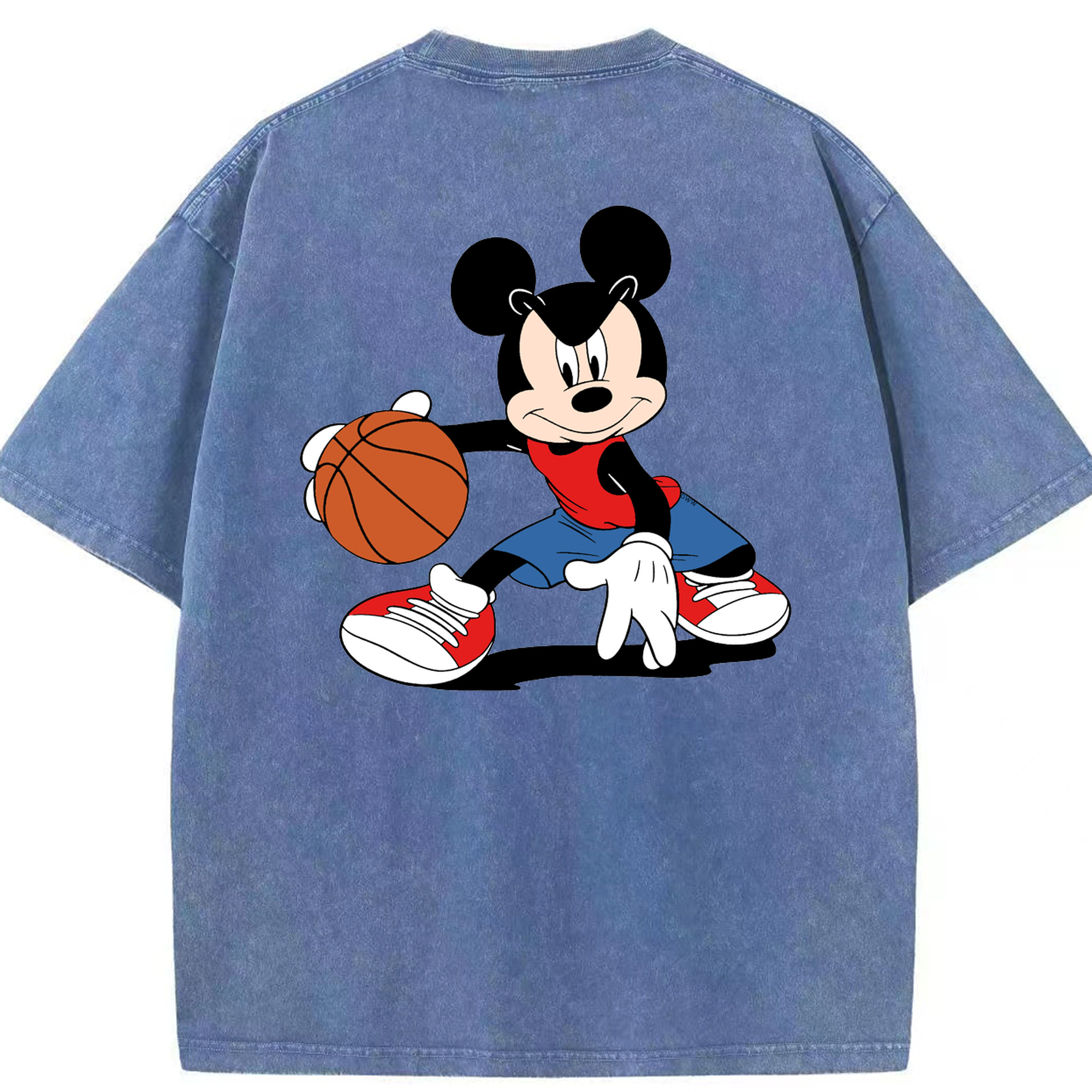 （画像用） ミッキーマウス Mickey Mouse 綿100% ヴィンテージ風 半袖Tシャツ（背面プリント）