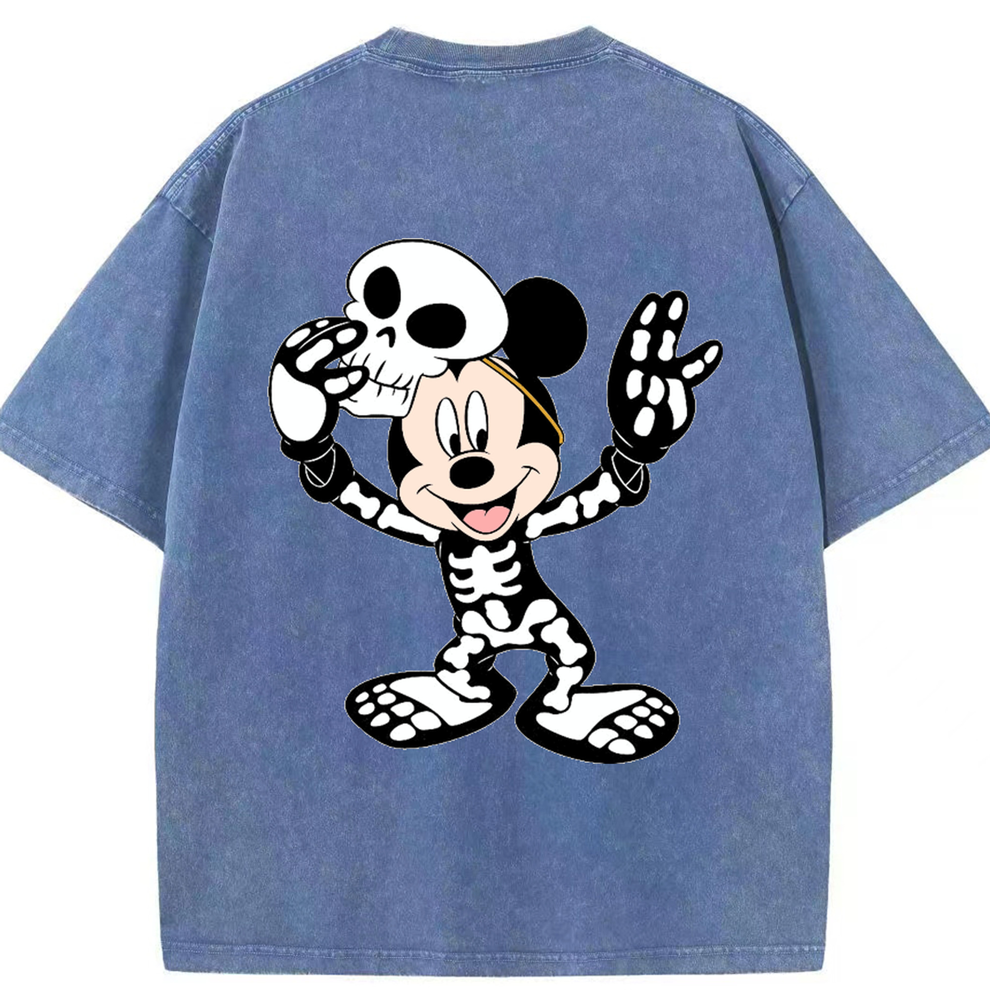 （画像用） ミッキーマウス Mickey Mouse 綿100% ヴィンテージ風 半袖Tシャツ（背面プリント）
