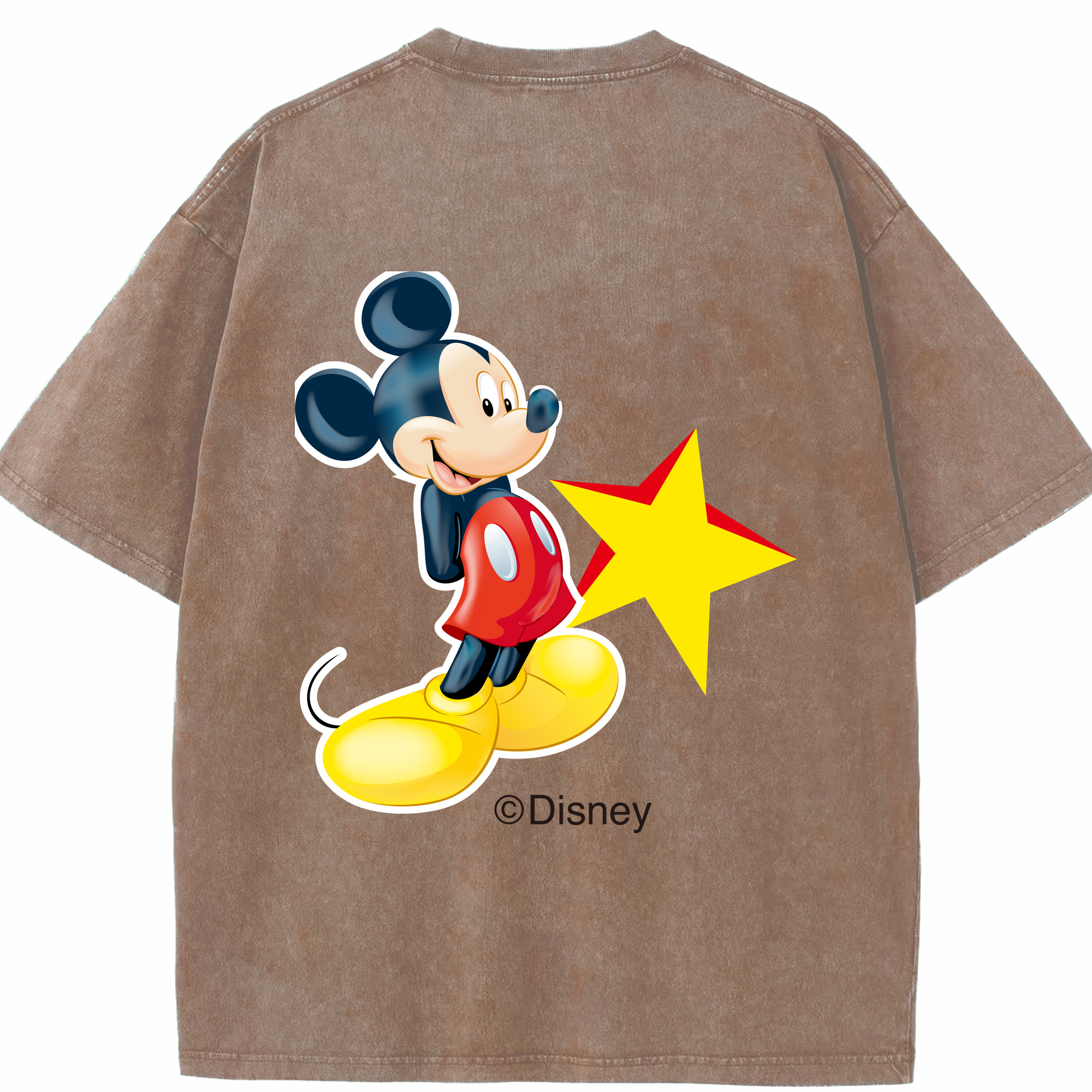 （画像用） ミッキーマウス Mickey Mouse 綿100% ヴィンテージ風 半袖Tシャツ（背面プリント）