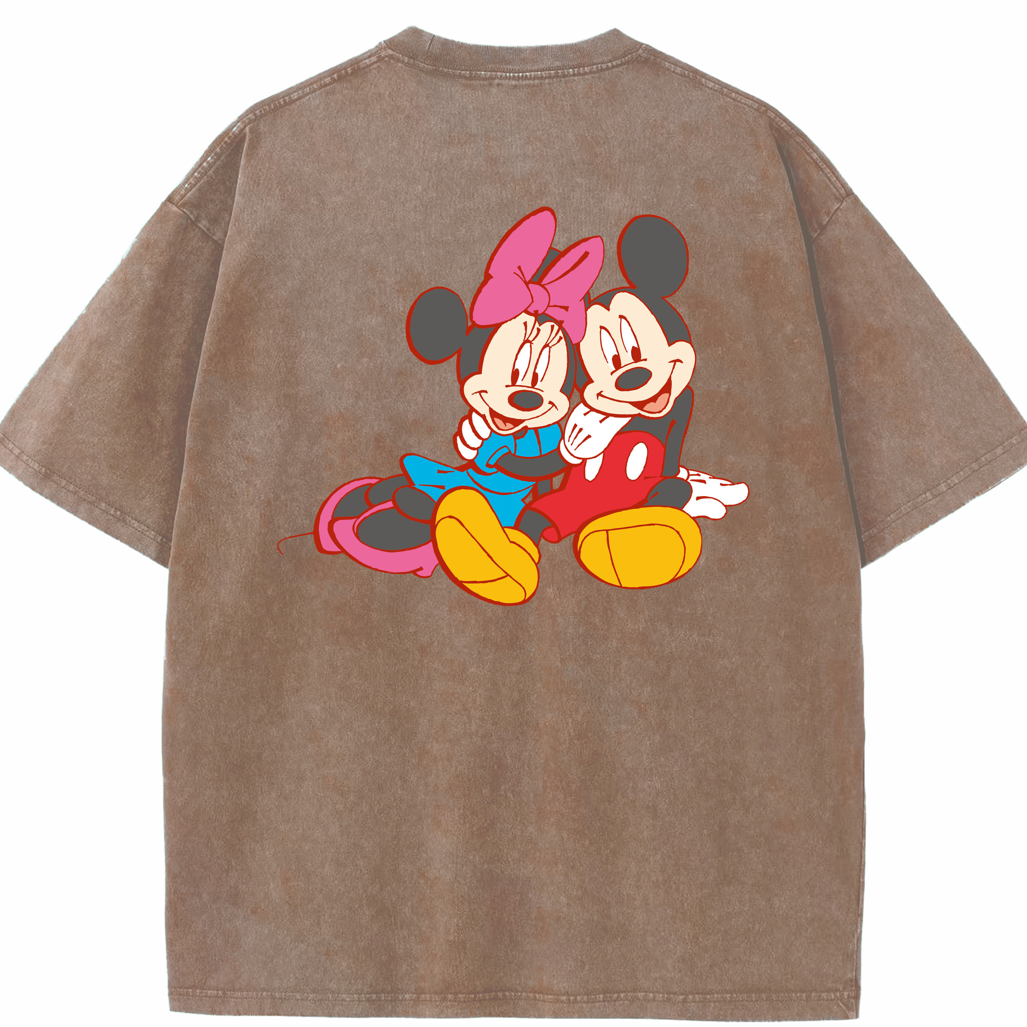 （画像用） ミッキーマウス Mickey Mouse 綿100% ヴィンテージ風 半袖Tシャツ（背面プリント）