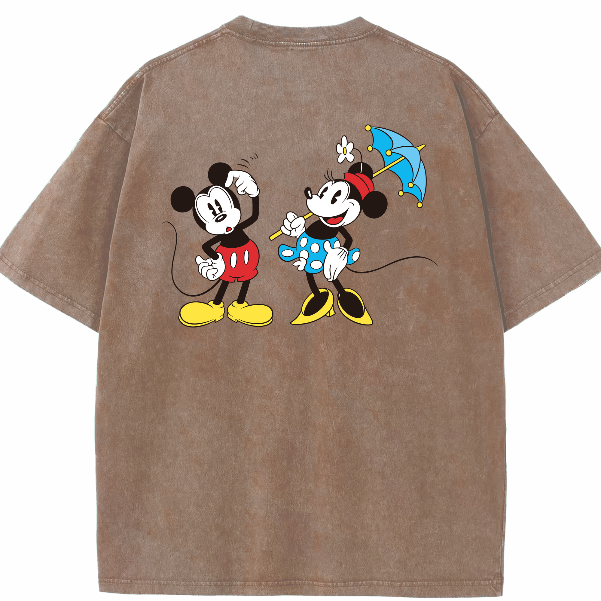（画像用） ミッキーマウス Mickey Mouse 綿100% ヴィンテージ風 半袖Tシャツ（背面プリント）