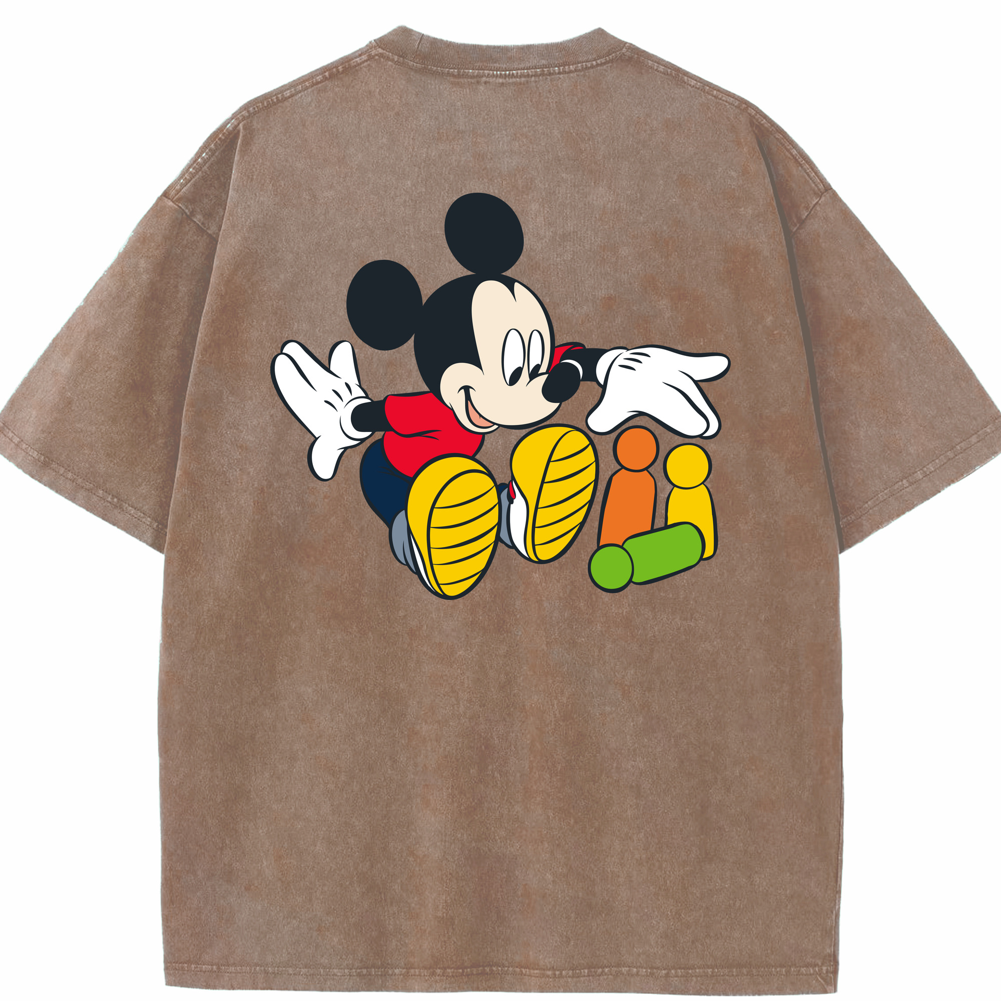（画像用） ミッキーマウス Mickey Mouse 綿100% ヴィンテージ風 半袖Tシャツ（背面プリント）