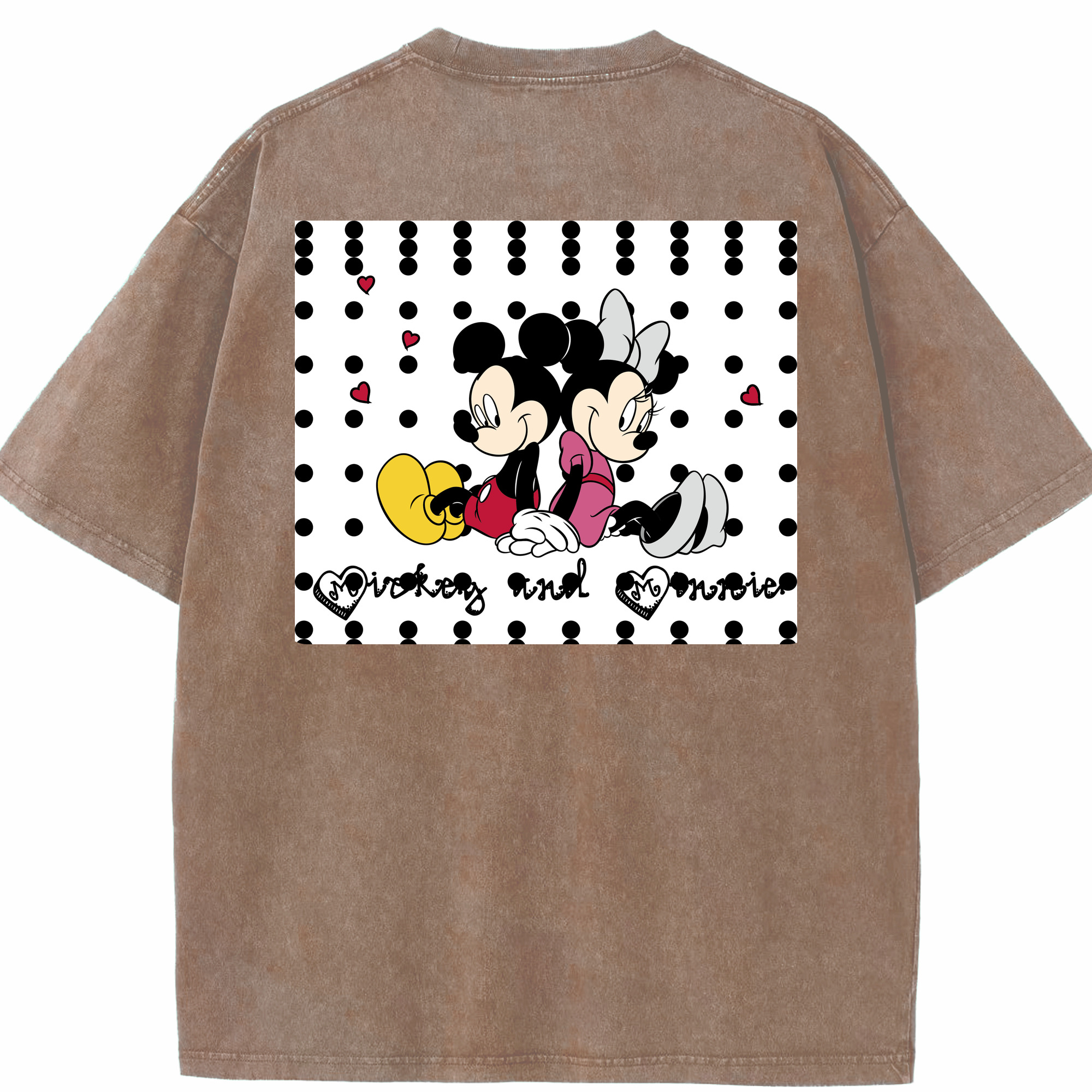（画像用） ミッキーマウス Mickey Mouse 綿100% ヴィンテージ風 半袖Tシャツ（背面プリント）