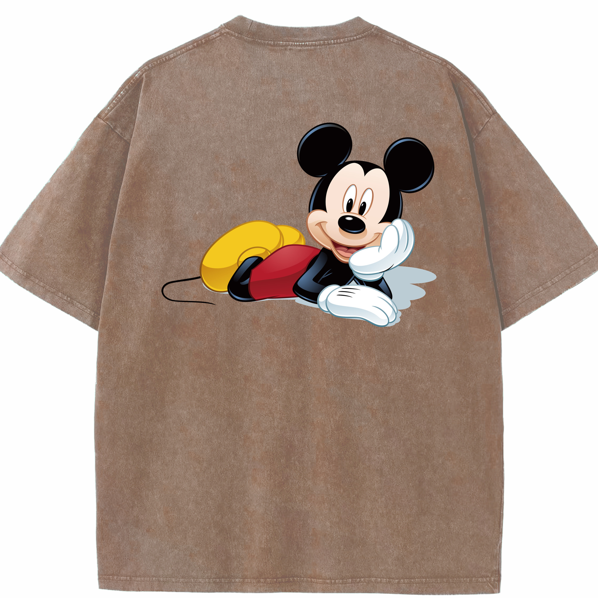 （画像用） ミッキーマウス Mickey Mouse 綿100% ヴィンテージ風 半袖Tシャツ（背面プリント）