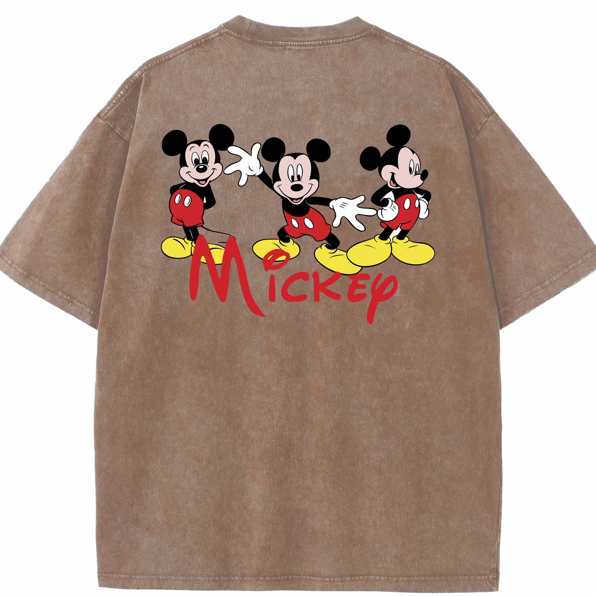 （画像用） ミッキーマウス Mickey Mouse 綿100% ヴィンテージ風 半袖Tシャツ（背面プリント）