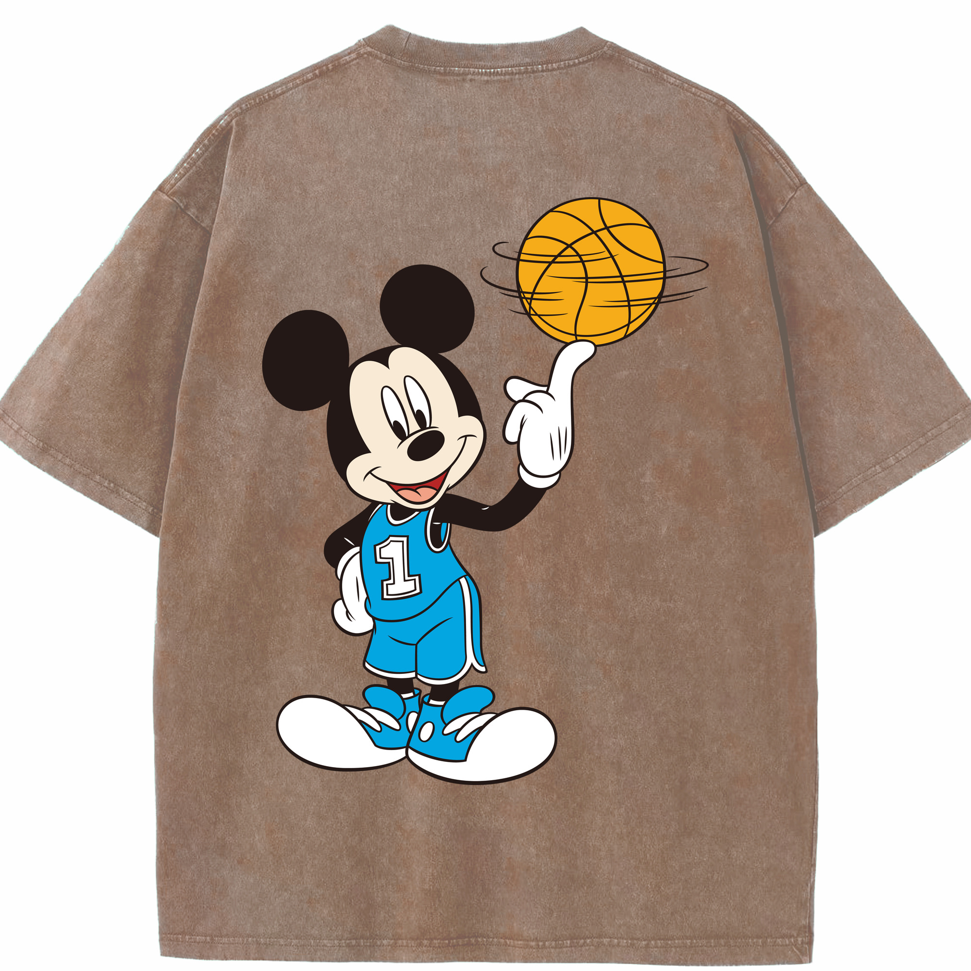 （画像用） ミッキーマウス Mickey Mouse 綿100% ヴィンテージ風 半袖Tシャツ（背面プリント）