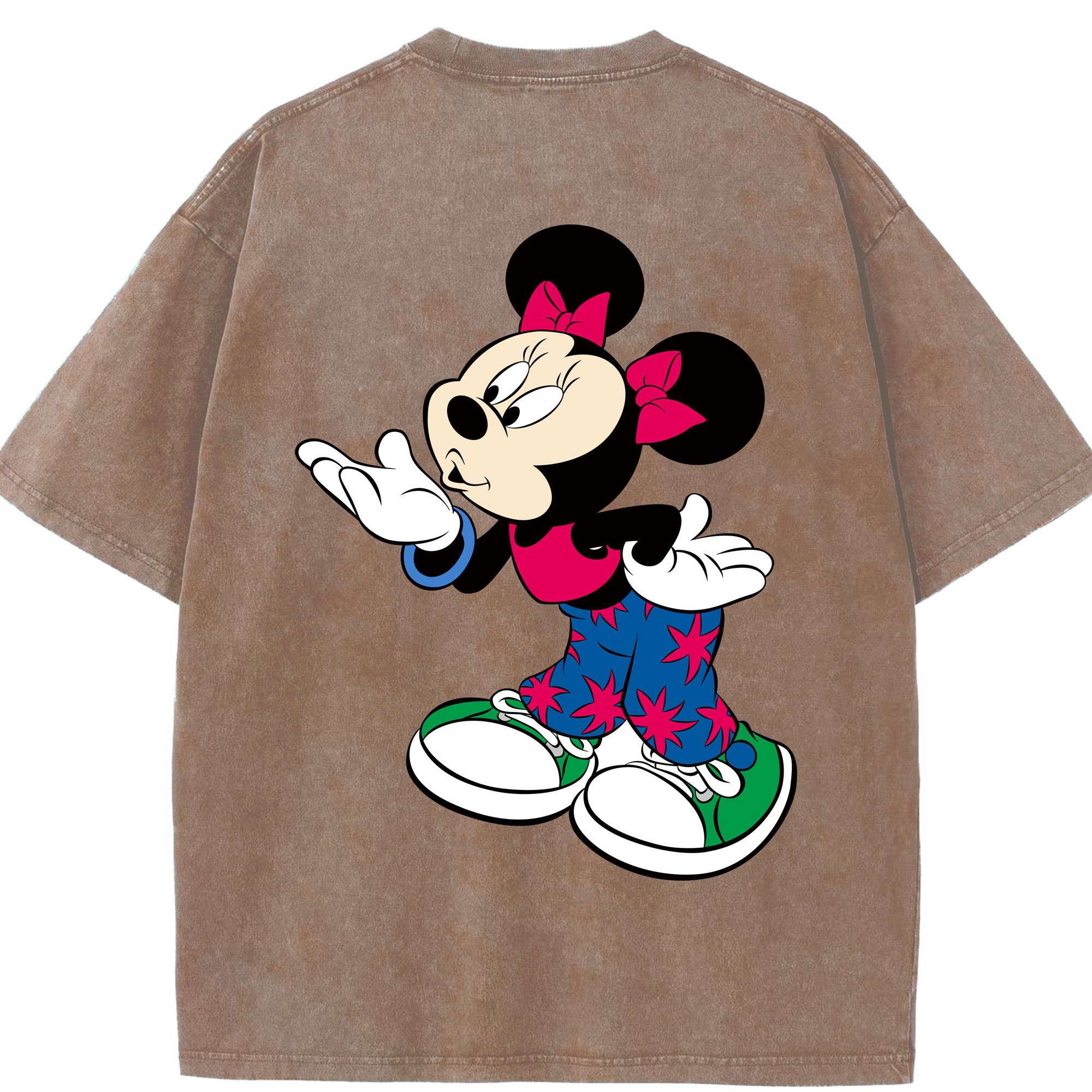（画像用） ミッキーマウス Mickey Mouse 綿100% ヴィンテージ風 半袖Tシャツ（背面プリント）
