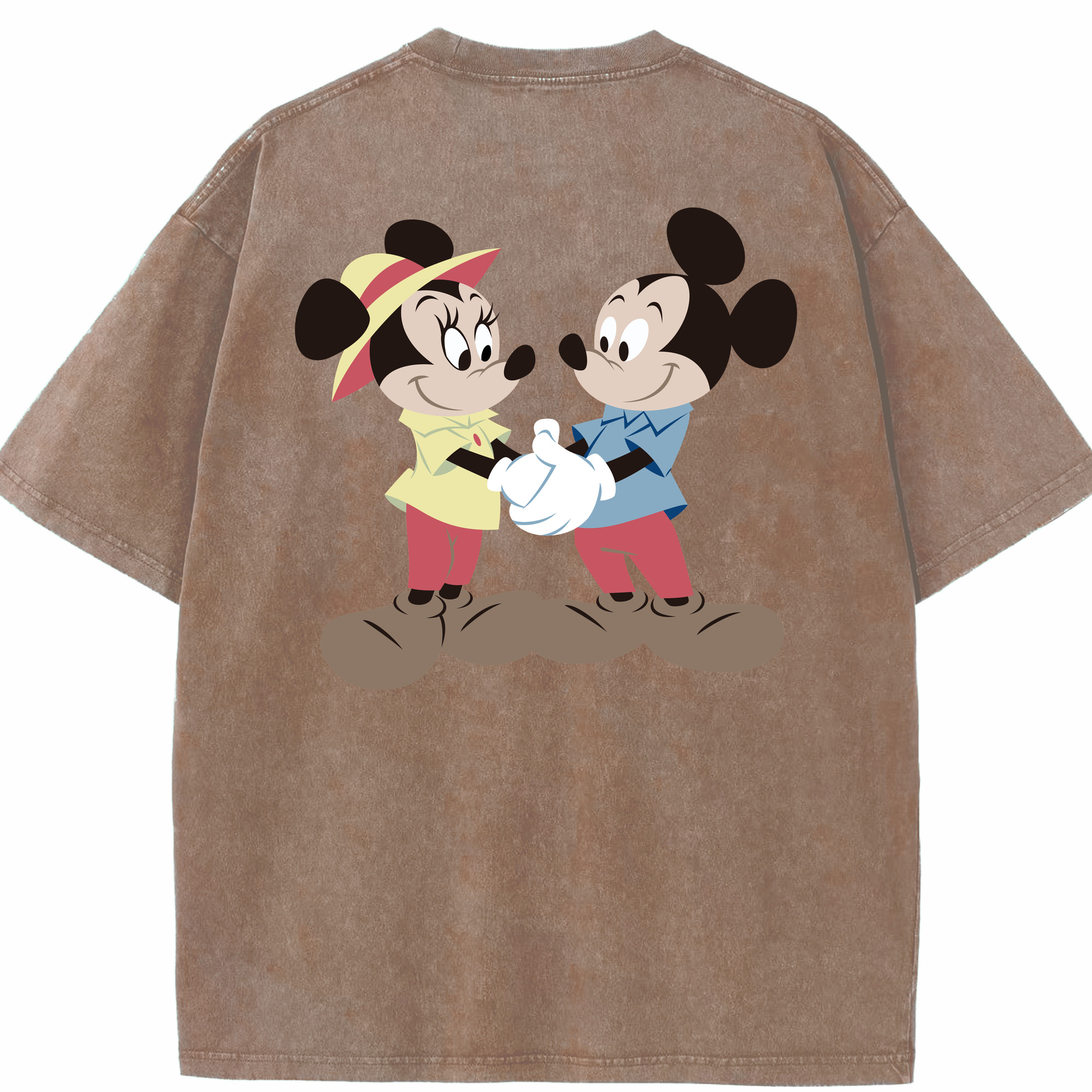 （画像用） ミッキーマウス Mickey Mouse 綿100% ヴィンテージ風 半袖Tシャツ（背面プリント）